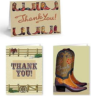 Stonehouse Collection | Assorted Western Thank You Note Cards | Cowboy Boot, Ranch Theme | Great for Arizona and Texas (Assorted)