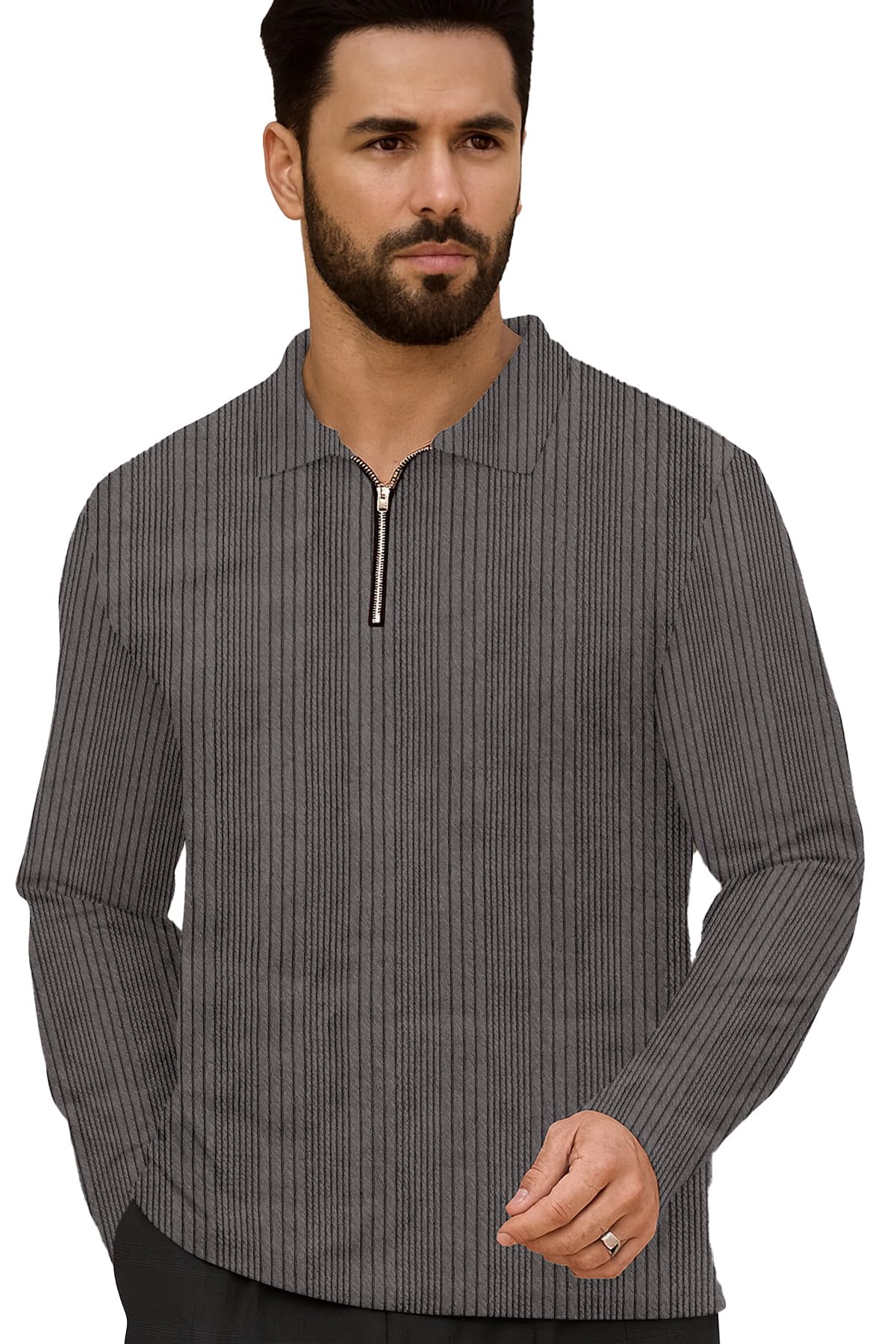 Men's Polyester Blend T-Shirt with Round Neck Full Sleeves Quilted Pattern Regular Fit and Standard Length-image-34