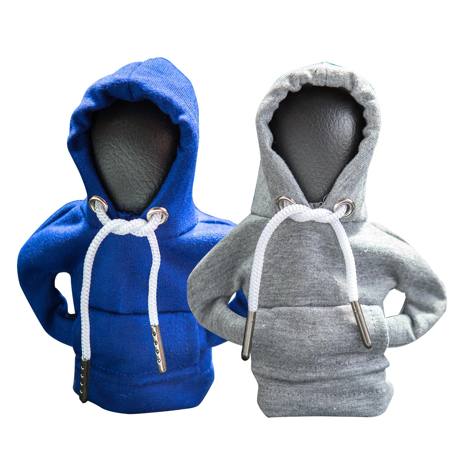 ECDREAMECDREAM 2Pcs Car Shift Knob Hoodie, Gear Shift Sweater for Gearshift, Automotive Interior Accessories (Blue and Gray)