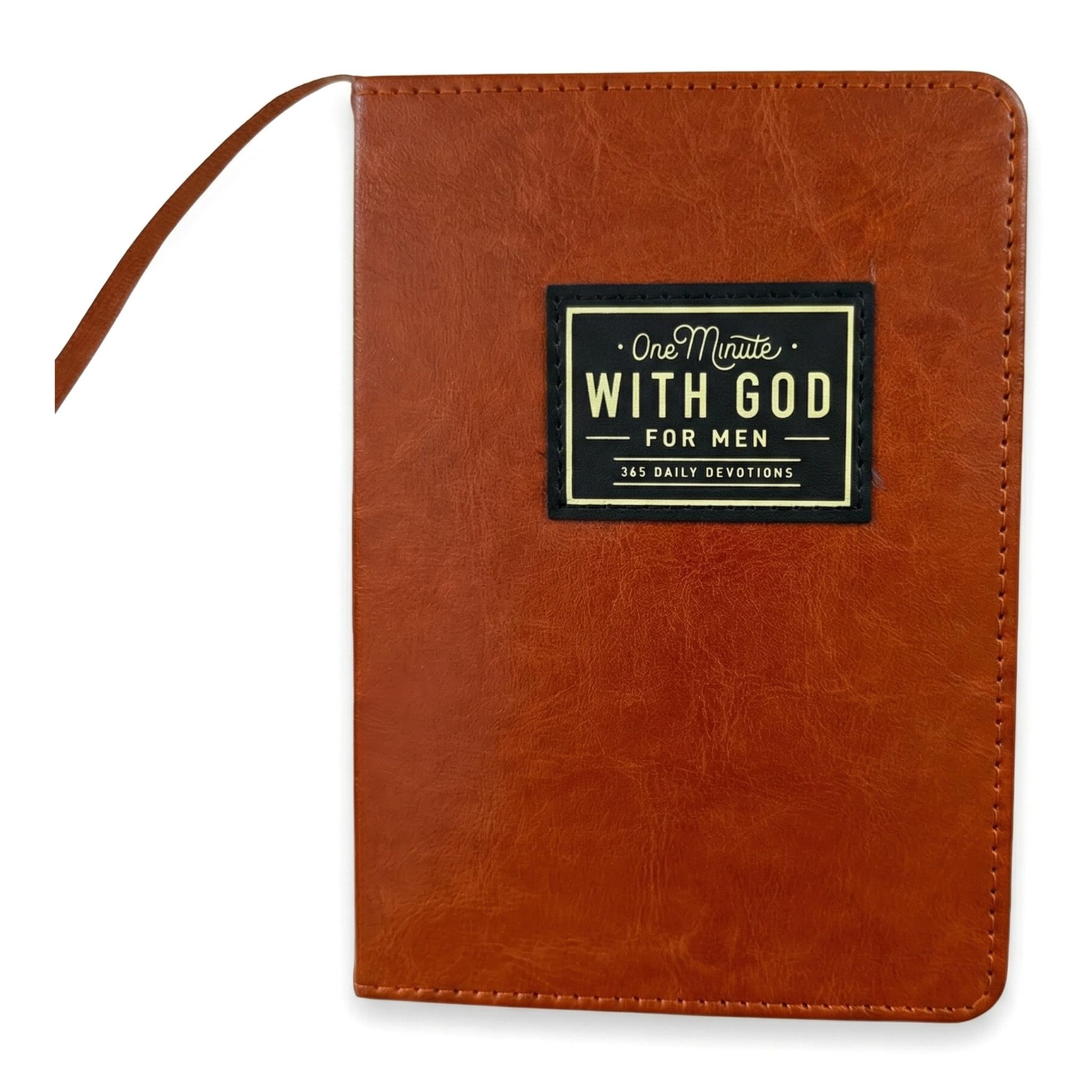 Tevora One Minute with God for Men, 365 Daily Devotional Book and Prayer Journal, Brown Faux Leather Christian Gift, Portable Bible Reflection Guide for Quiet Time and Spiritual Growth