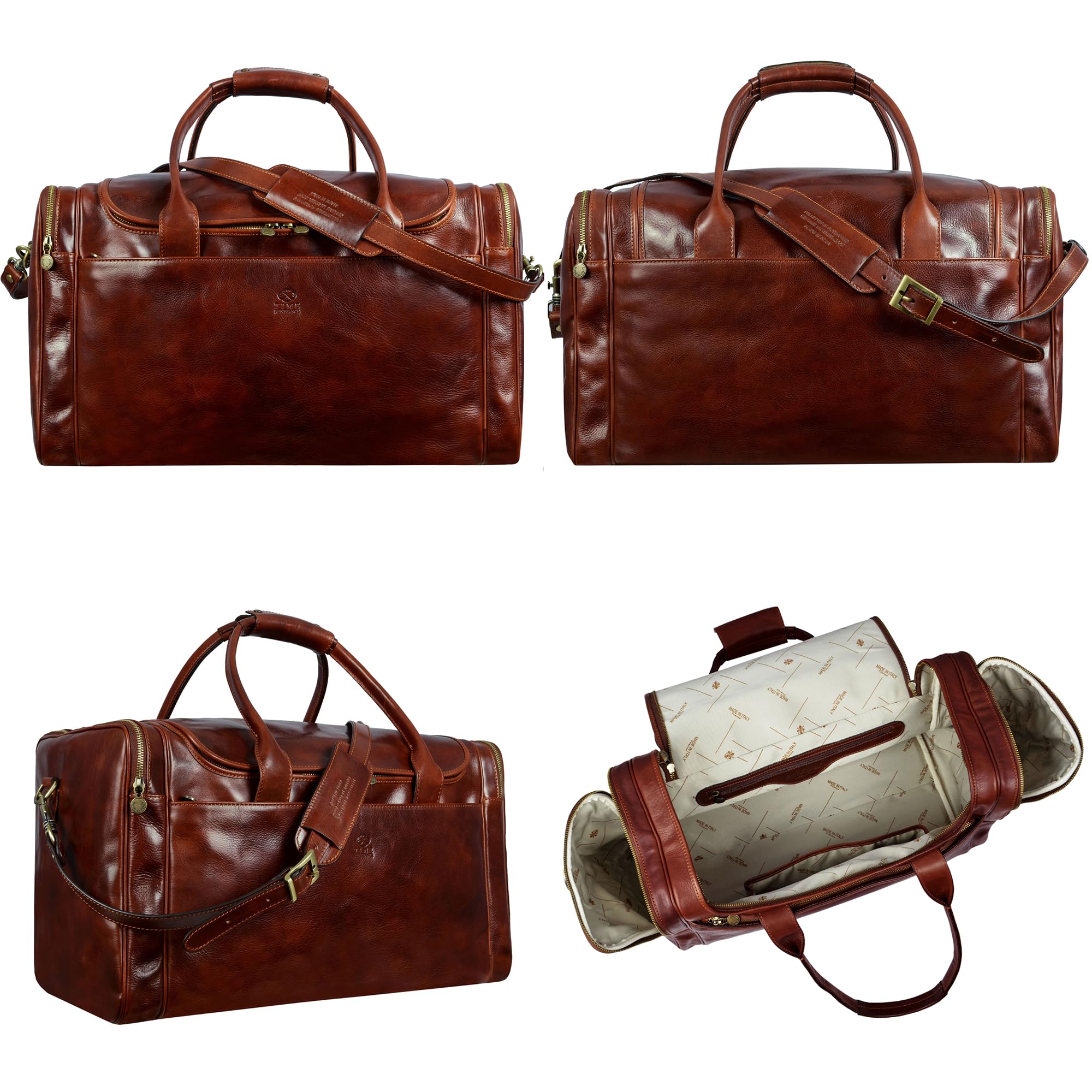 Weekender Herren und Damen - Reisetasche Leder - Made in Italy - Hochwertige Reisetaschen - Edel & Elegant - Time Resistance