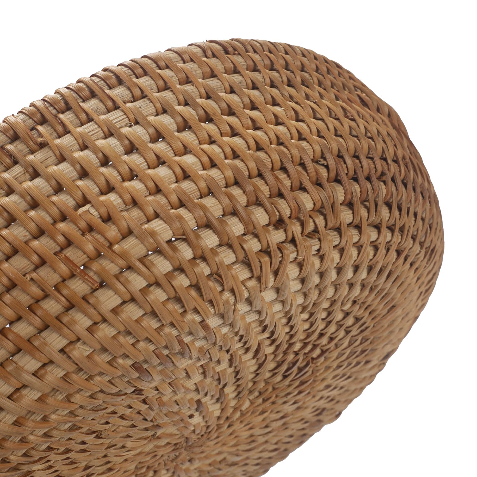 2 Pezzi Cestino Portaoggetti in Rattan con Manici, Cesto Rotondo in Vimini Naturale, Cesto di Intrecciato Decorativo per Scaffale, Tavolo