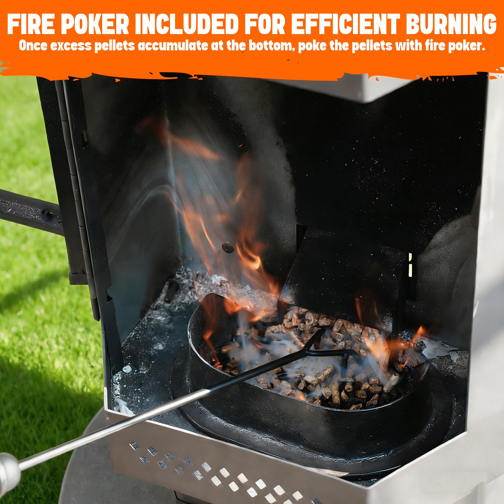 Onlyfire Stufa da Esterno a Pellet in Legno con Attizzatoio