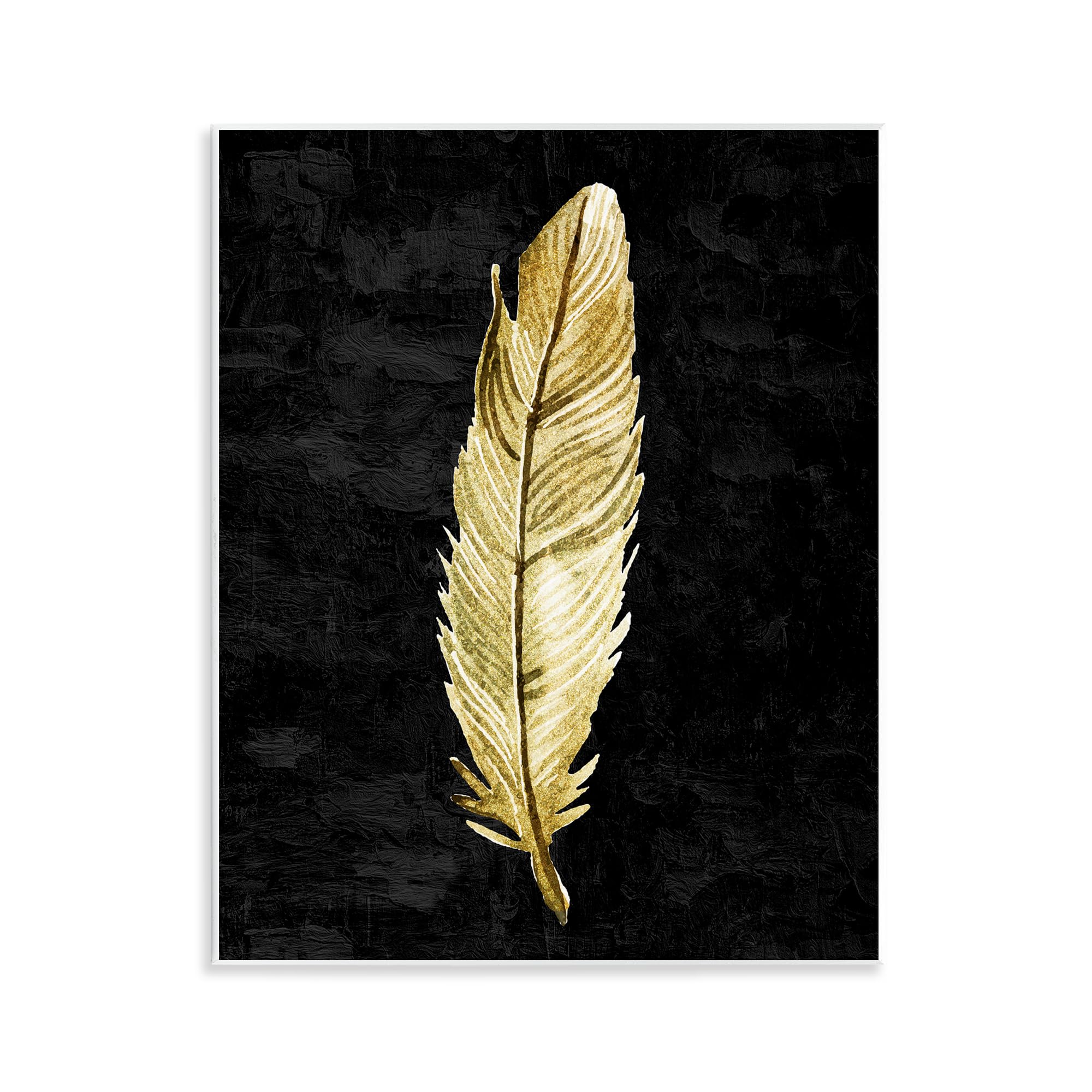 Stupell Industries Curved Feather on Black Wall Plaque Art, design by Kim Allen, 14 x 11