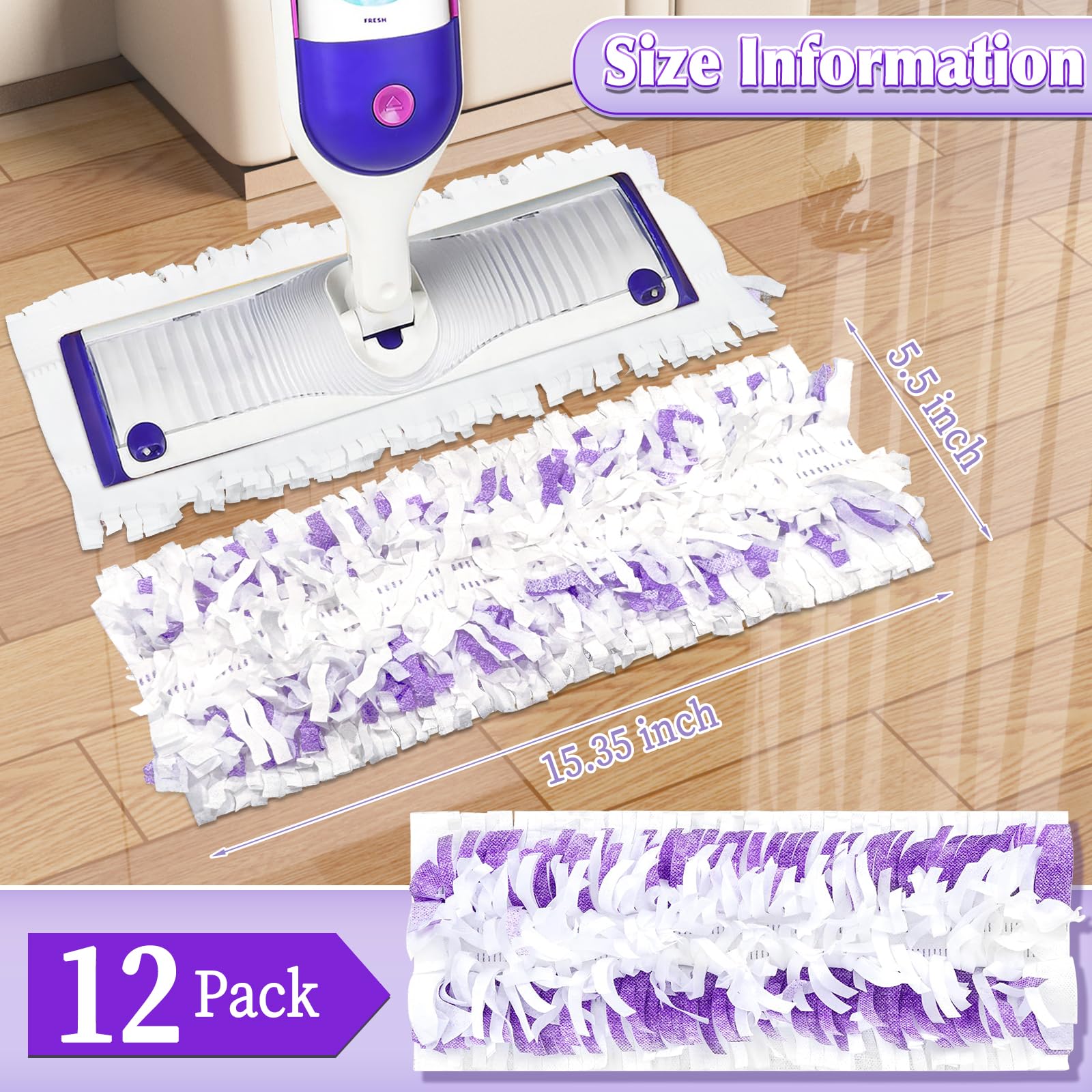 12 Pack Disposable Mopping Replacement for Swiffer Mop Pads for Swiffer PowerMop,Compatible with Swiffer Power Mop Refills Multi-Surface for Floor Cleaning
