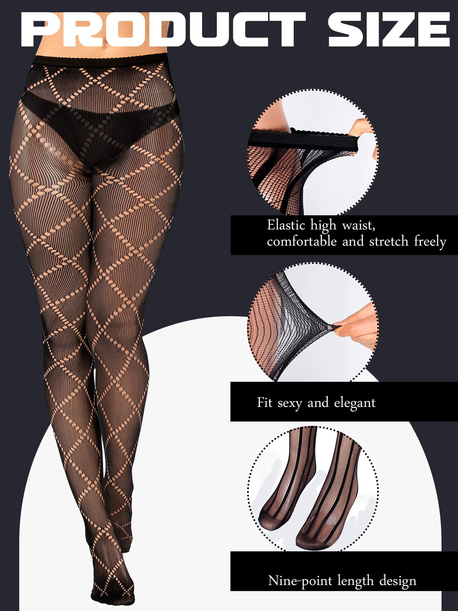 Skylety 6 Pairs Women Plus Size Fishnet Suspender Pantyhose Thigh High Stocking Garter Belt Lingerie Tights for Women S-XXXL