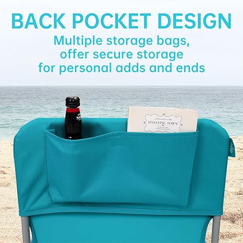 Miniatura 6 de #WEJOY Folding Beach Chair for Adults, Lightweight Beach Chair with Shoulder Straps, High Back Beach Chairs with Hard Armrest, Supports 300lbs for