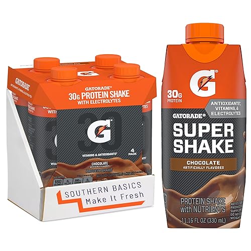 Sabor a chocolate proteico, 1.06 oz de proteína y caja para Gatorade Protein Super Shake, caja de 11.16 onzas líquidas, (4 unidades)