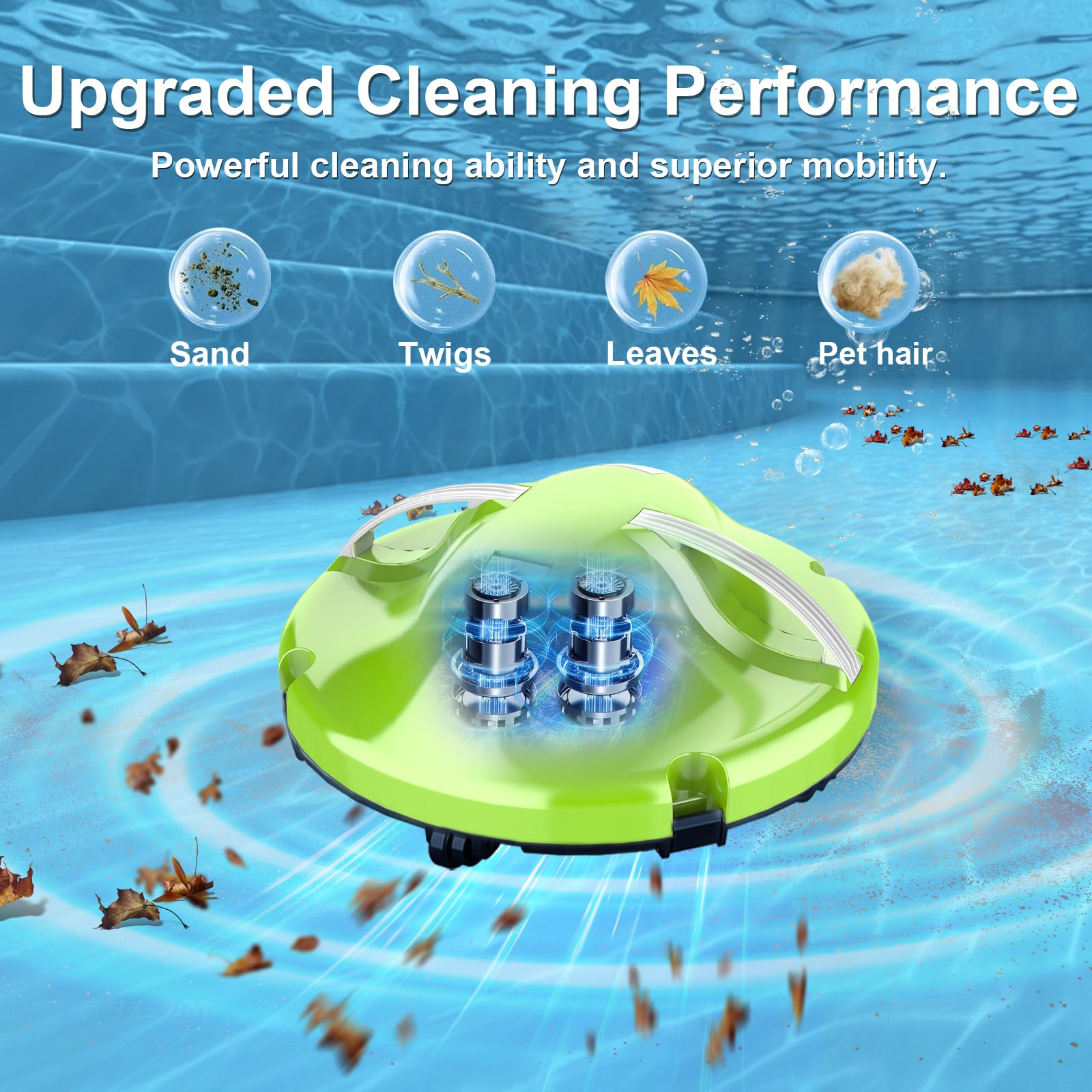 Aspirateur automatique de piscine de 120 minutes pour piscine hors sol et piscines plates creusées jusqu'à 1000 m², robot nettoyeur de piscine