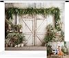 Kate Easter Backdrop Spring Barn Door Photography Background Green Plants Easter Photo Backdrop, 7x5ft