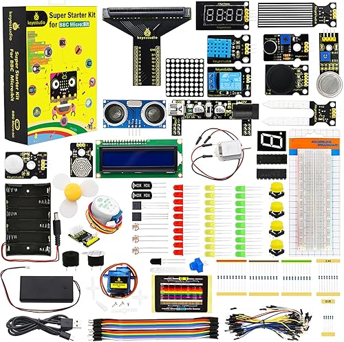 KEYESTUDIO Super Starter Kit para Microbit V2 V1.5 STEM Learning|Sin Micro:bit Board, 40 lecciones Tutorial, con T-Breakout Board, Breadboard,