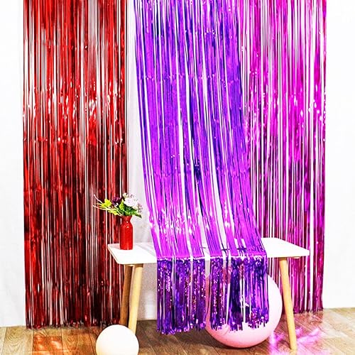 Miniatura 10 de Paquete de 2 cortinas de flecos dorados, 3.2 pies x 8.2 pies de papel de oropel metálico, cortinas de fondo para cabina de fotos, bodas,