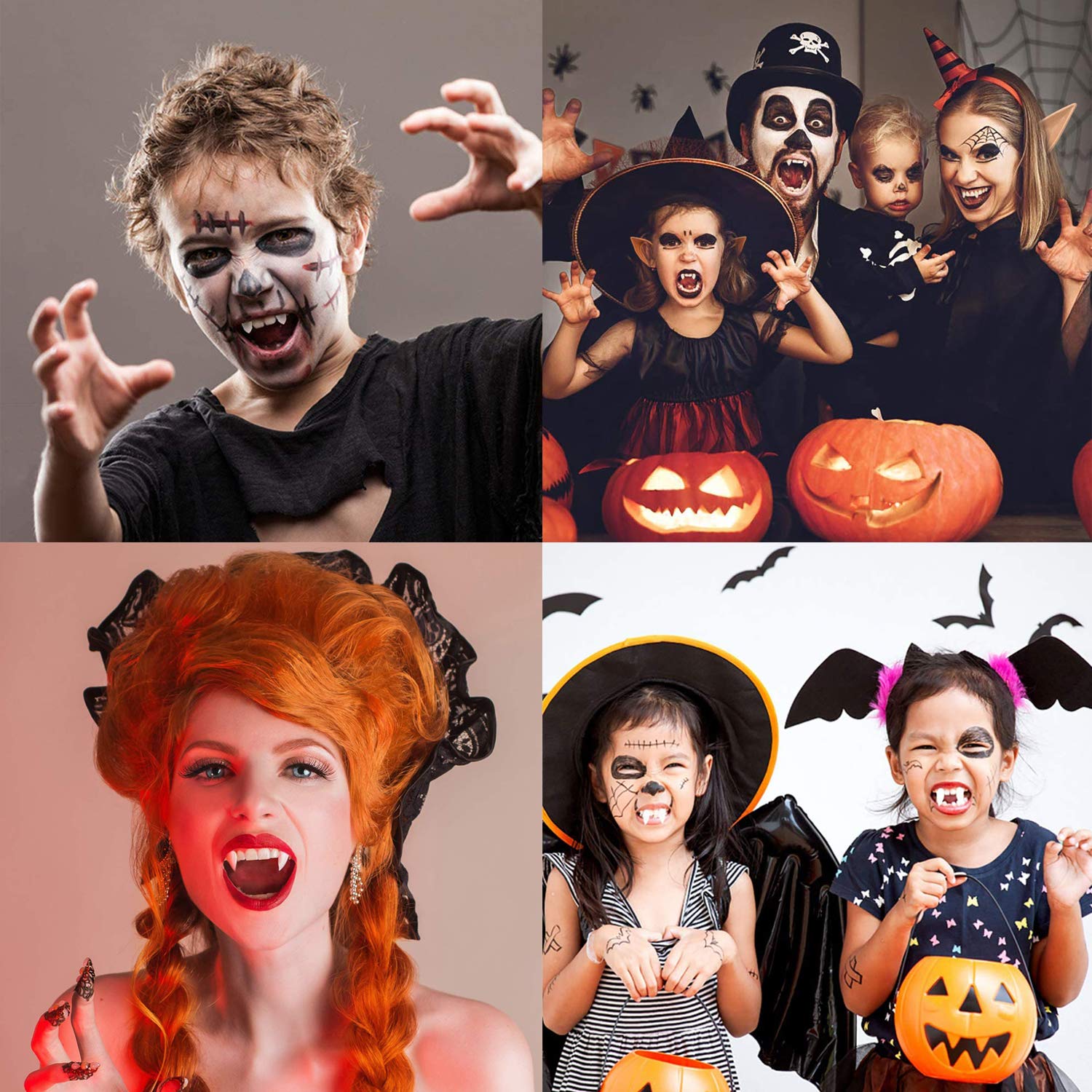 Denti Da Vampiro Per Halloween - Set Di 16 Pezzi In Plastica, Per Costumi E Giochi Di Ruolo