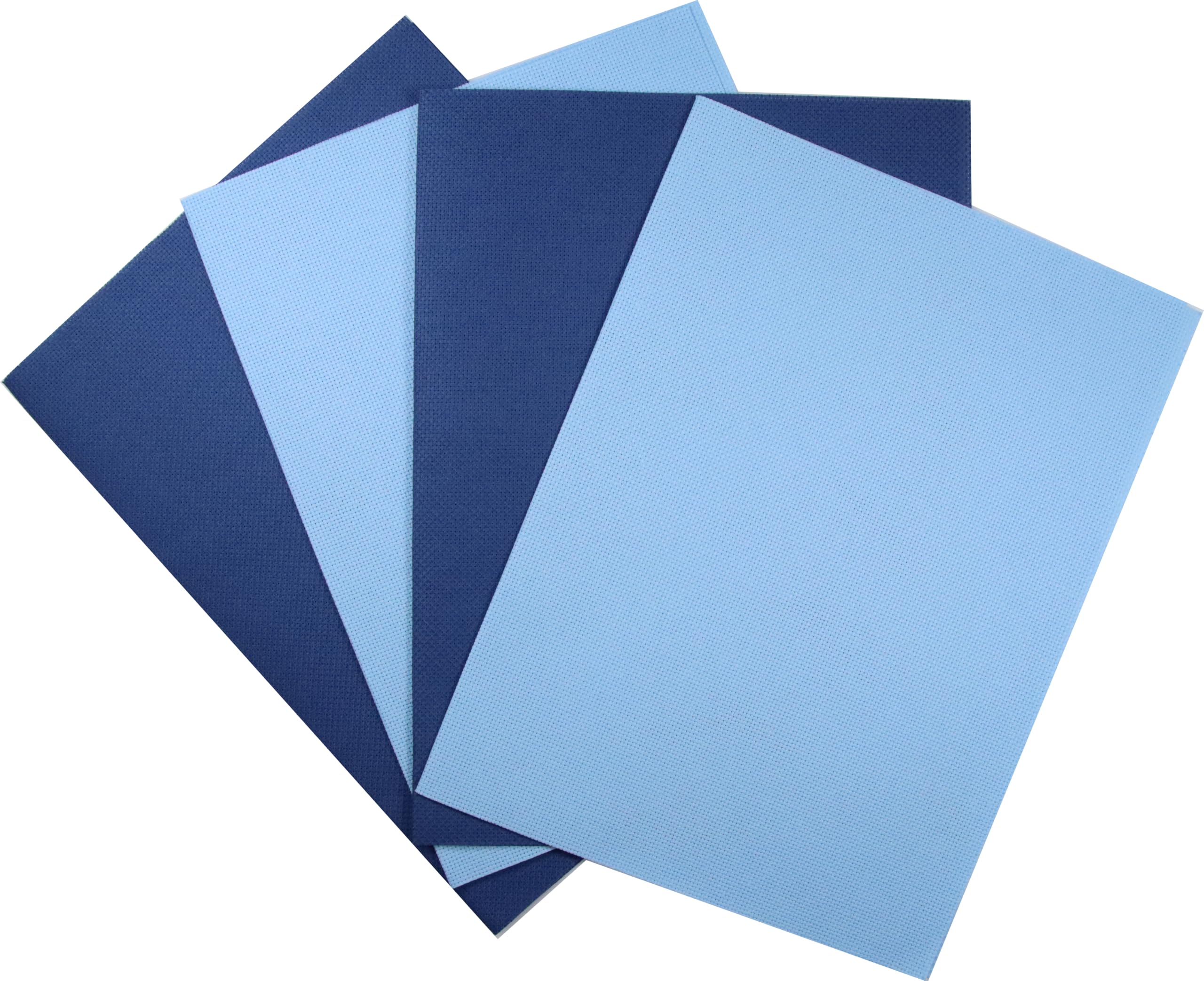 KCS 4/6 pc of 12" x 18"(30cmx45cm) 16 Count Cotton Aida Cloth Cross Stitch Fabric (4 pc, Light Blue+Jeans Blue)