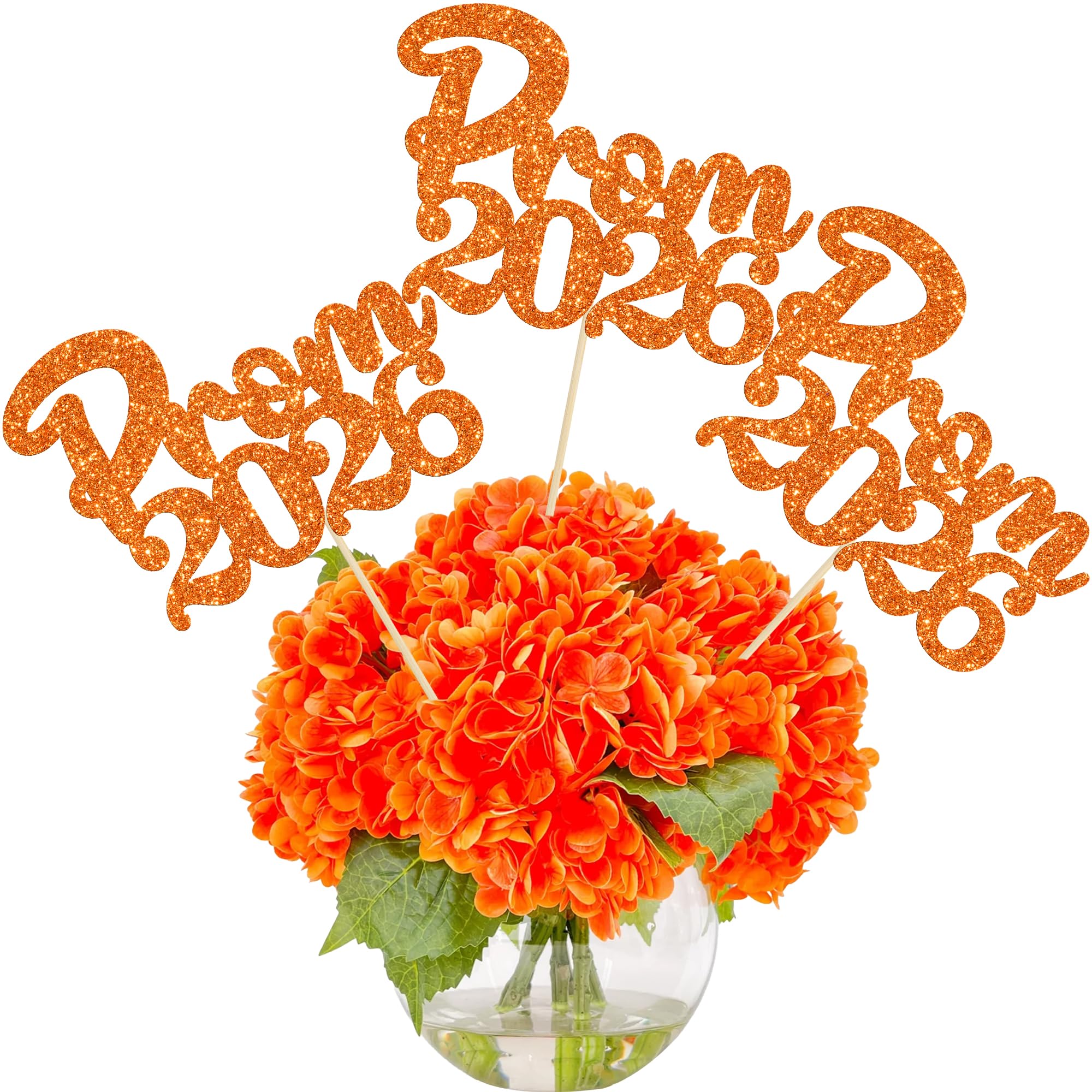 Gyufise 12Pcs Prom 2026 Centerpiece Sticks Prom Night Party 2026 Graduation Table Flower Sticks Class of 2026 Floral Decorations for 2026 Graduation Prom Party Supplies Orange