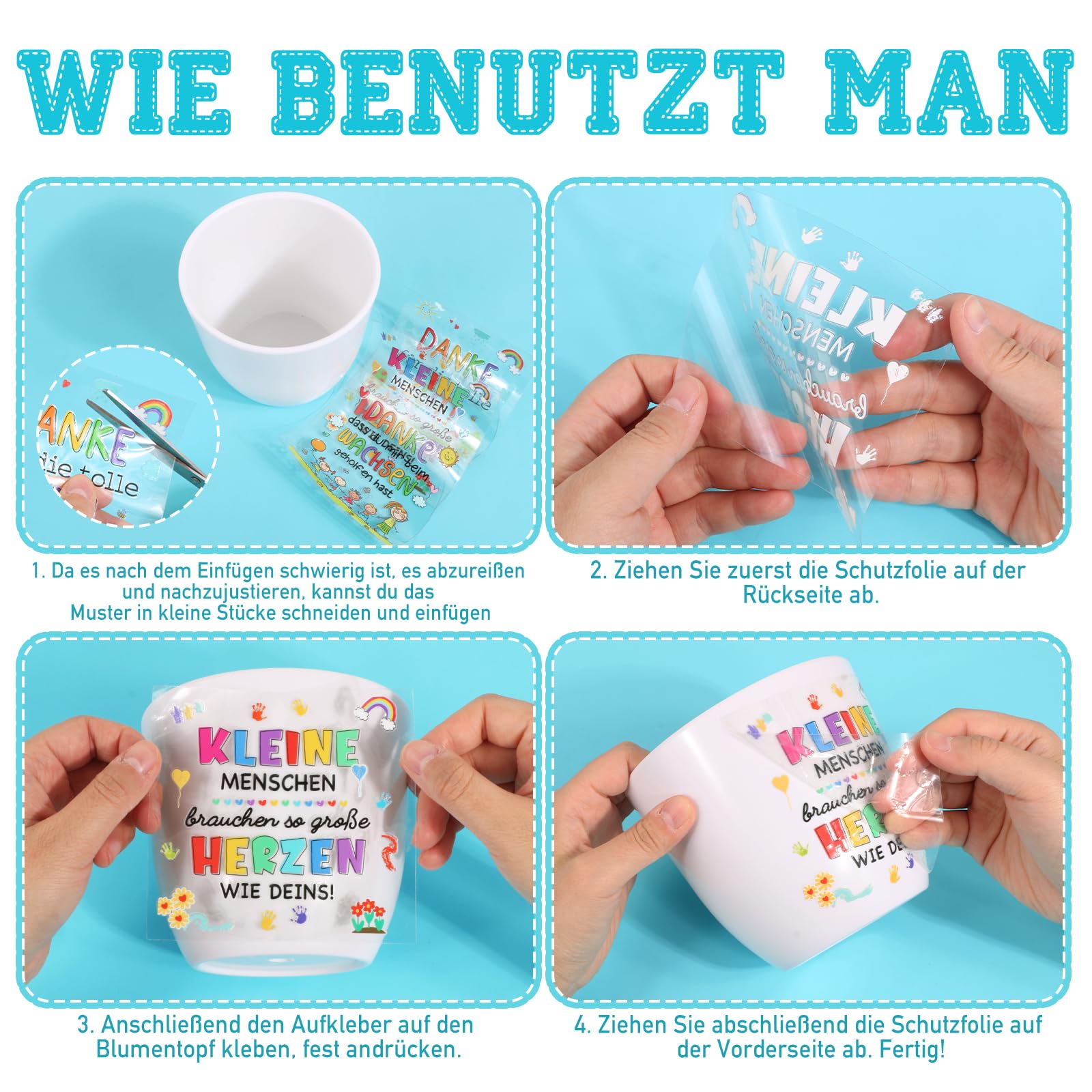 Danke Aufkleber Für Blumentöpfe - 3 Stück Für Erzieher Geschenke