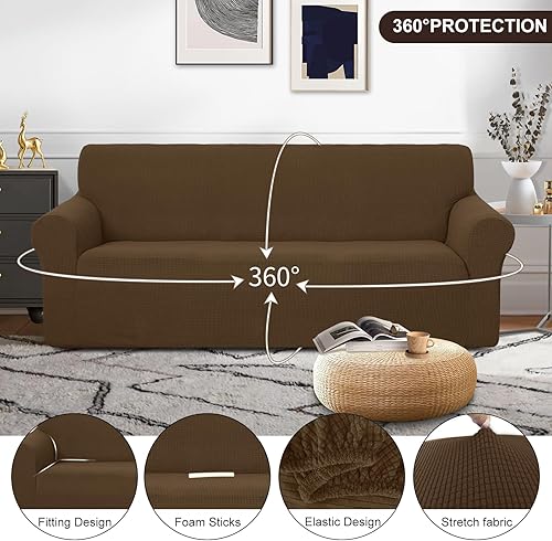 Miniatura 175 de U-NICE HOME Funda elástica para sofá de 2 plazas, funda protectora de muebles para sofá de 2 plazas, apta para mascotas (sofá biplaza, beige)