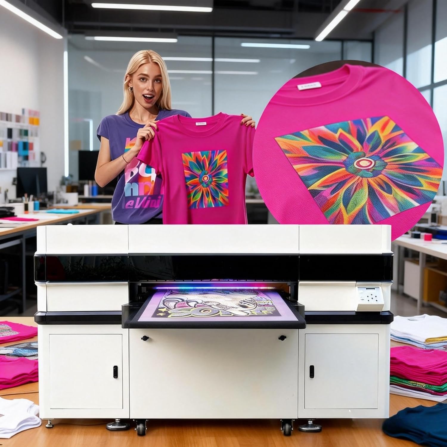 High Resolution DTG Printer - 1440 Dpi Direct to Garment Machine for Photo Quality T Shirt Prints, Premium Garment Printer with Variable Dot Technology for Fine Art Reproduction