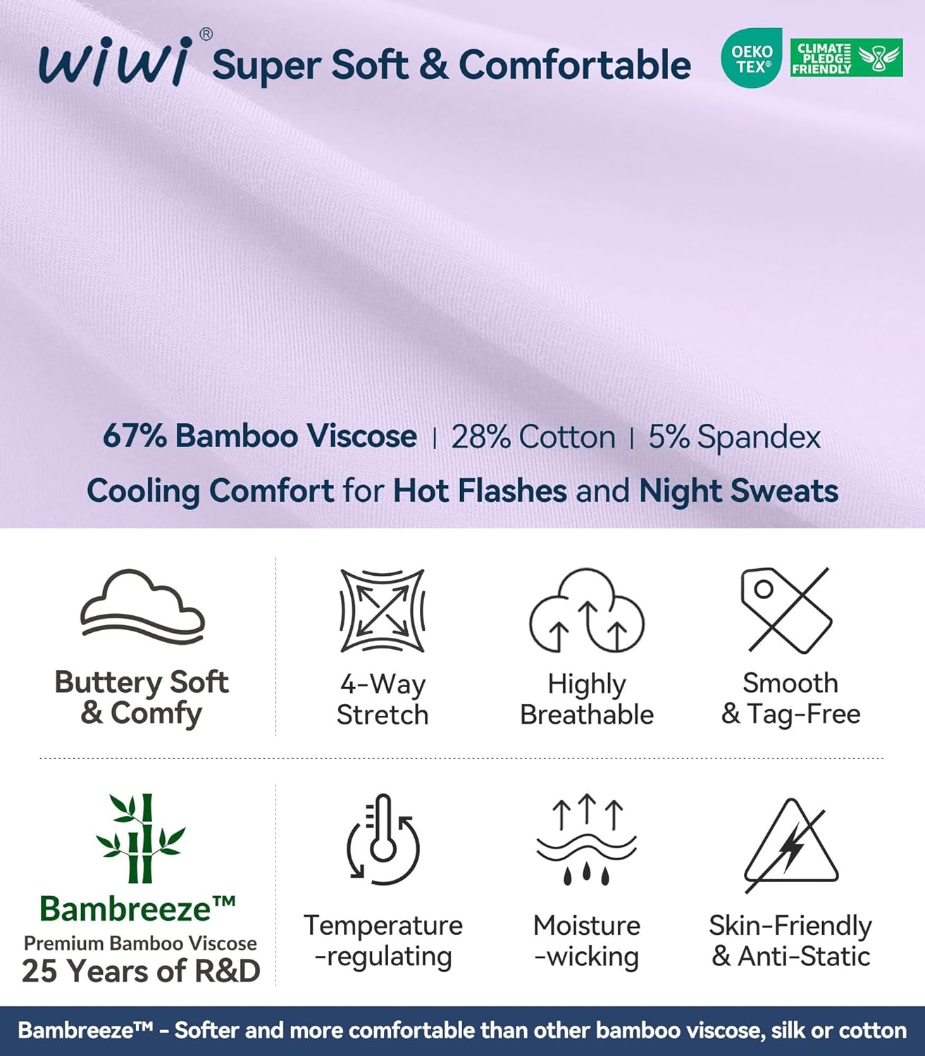 WiWi Nightgowns for Women Super Soft Viscose from Bamboo Long Sleeve Nightshirts Cooling Sleepwear Plus Size Nightshirts S-3X - Image 6