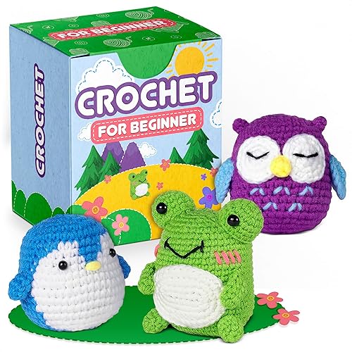 Tesorrio Animals Amigurumi - Kit de ganchillo para principiantes, kit de tejido fácil de usar para adultos con hilos suaves, herramientas e
