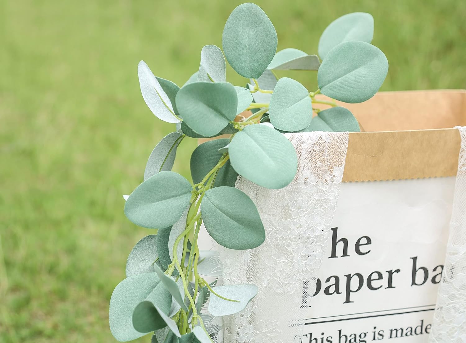 Meiliy 2 Pack Eucalyptus Garlands 13 Ft Lambs Ear Greenery Garland Flocked Green Leaves Vines for Wedding Backdrop Table Runner Mantel Party Home Boho Decor.
