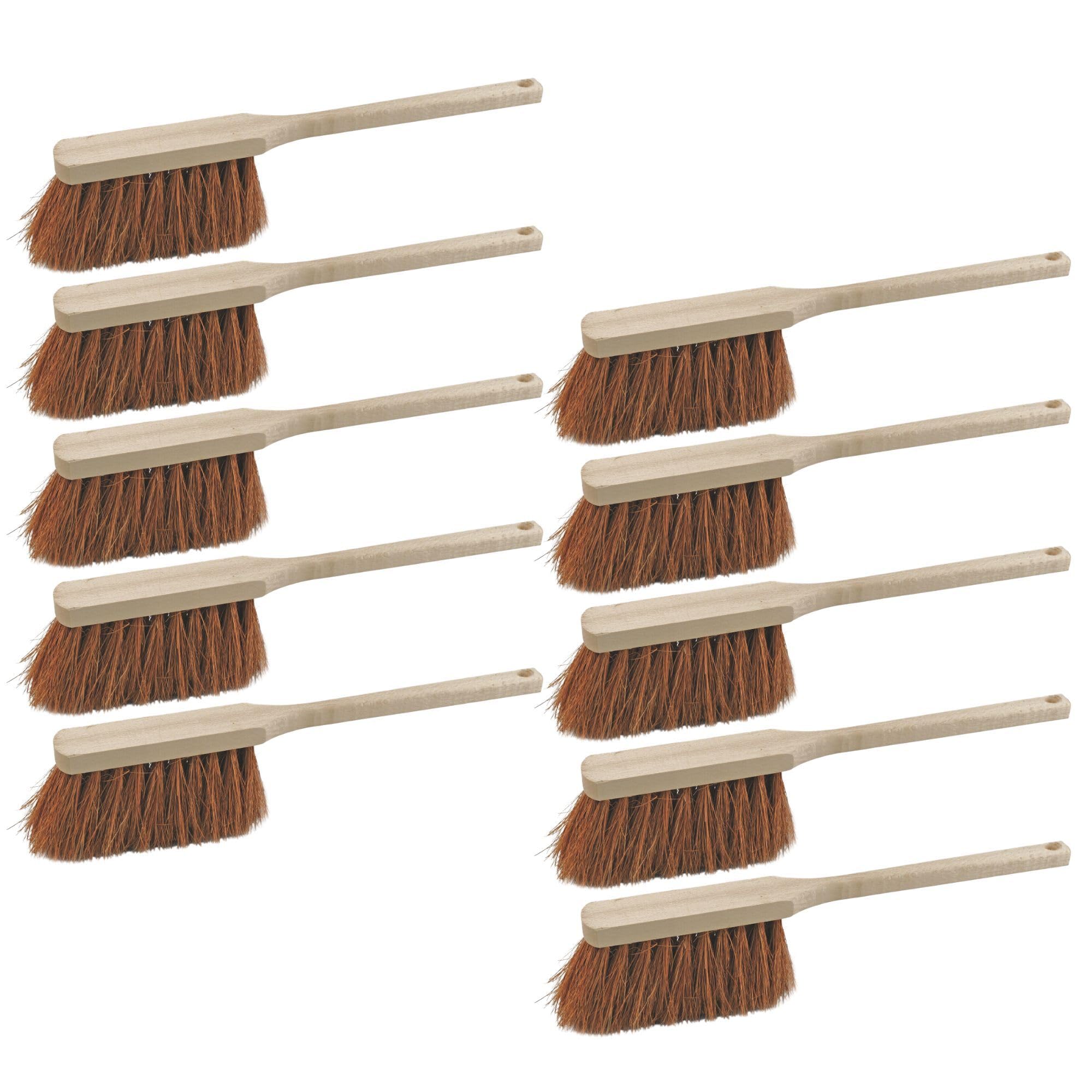 Novaliv 10x Hochwertiger Langstiel Handfeger 45 cm mit Holzgriff feine Kokosborsten Effektive Reinigung Weiche Borsten im Haushalt Staub Schmutz Haare Langlebig Leicht Reinigen Outdoor Broom