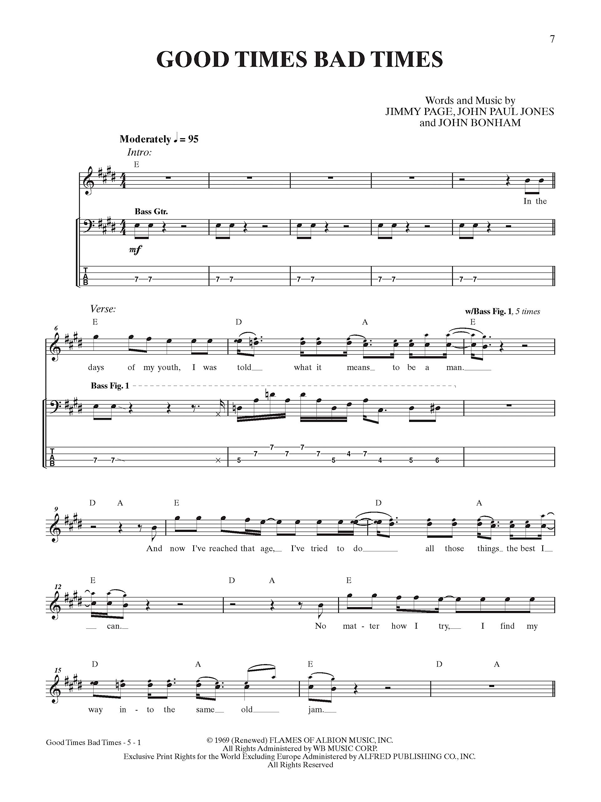 Led Zeppelin - I: Authentic Bass Tab