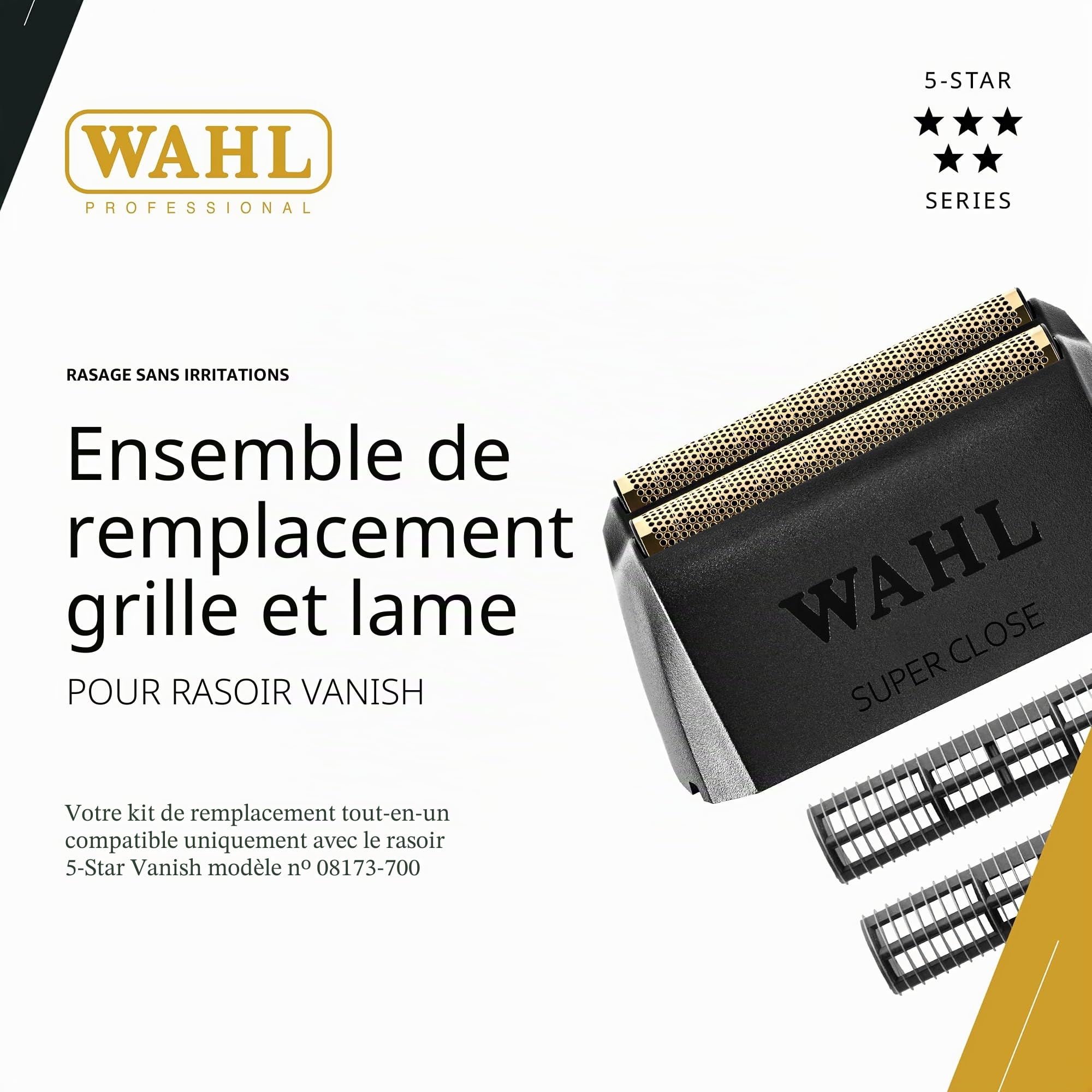 WAHL Vanish Foil, Remplacement, Lame et lame de coupe, Rasoir mobile, Coupe précise, Accessoires de soins, Pièces de rechange, Soins pour hommes, Pièces de rasoir, Or, Sans bosses, Vanish