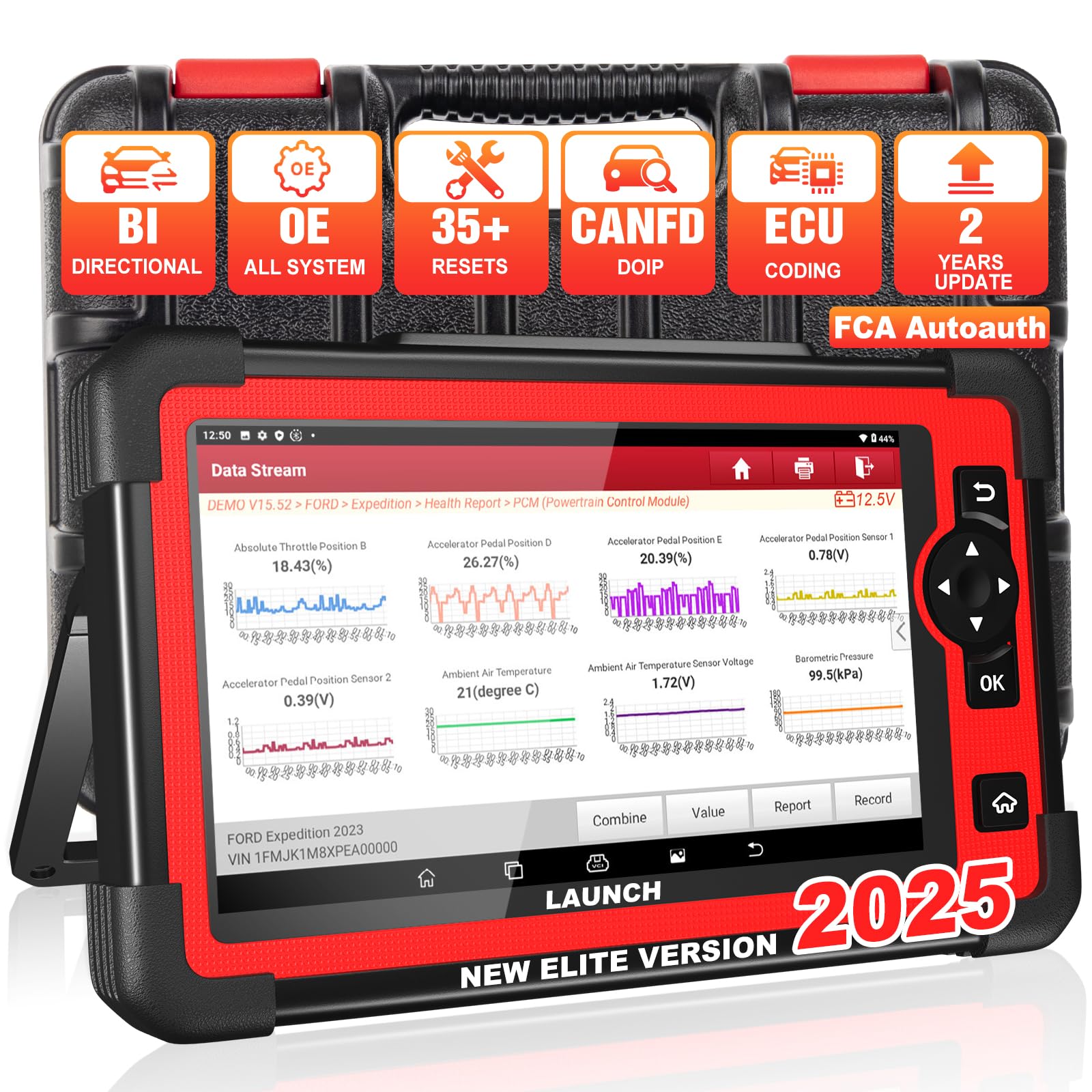 LAUNCH X431 CRP919E OBD2 Scanner, 2025 Bidirectional Scan Tool As CRP919EBT, CANFD DOIP, ECU Coding, Active Test, 35+ Service, Full System, FCA Autoauth, TPMS &BST360, 2-Year Update