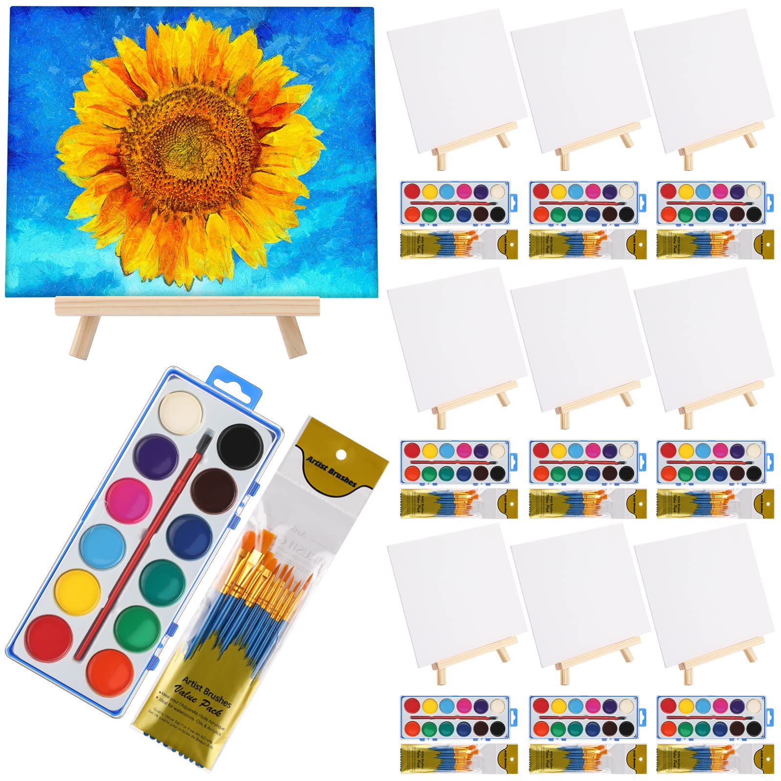 10 Set Paint Kit Wood Easel Set 