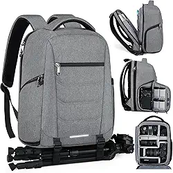 SDYSM Mochila profissional para câmera DSLR SLR sem espelho, impermeável, para laptop, com capa de chuva