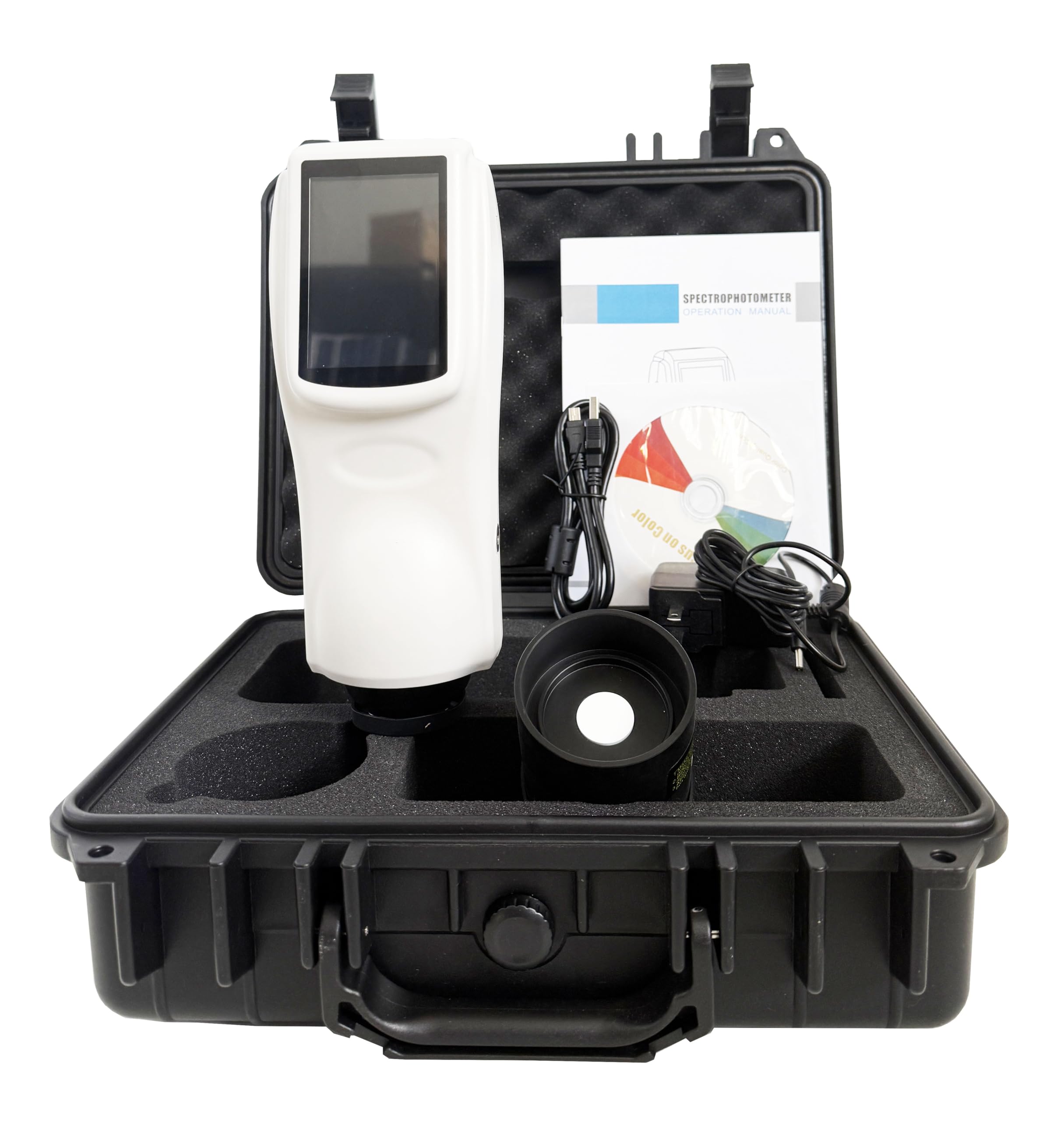 HFBTE High Precision Touch Screen Aperture 8mm Spectrophotometer Colorimeter D/8 D65 A C USB/RS-232 Interface Data Storage for Plastic,Painting,Coating,Ink,Textile,Garment,Printing and Dyeing,Food,Etc