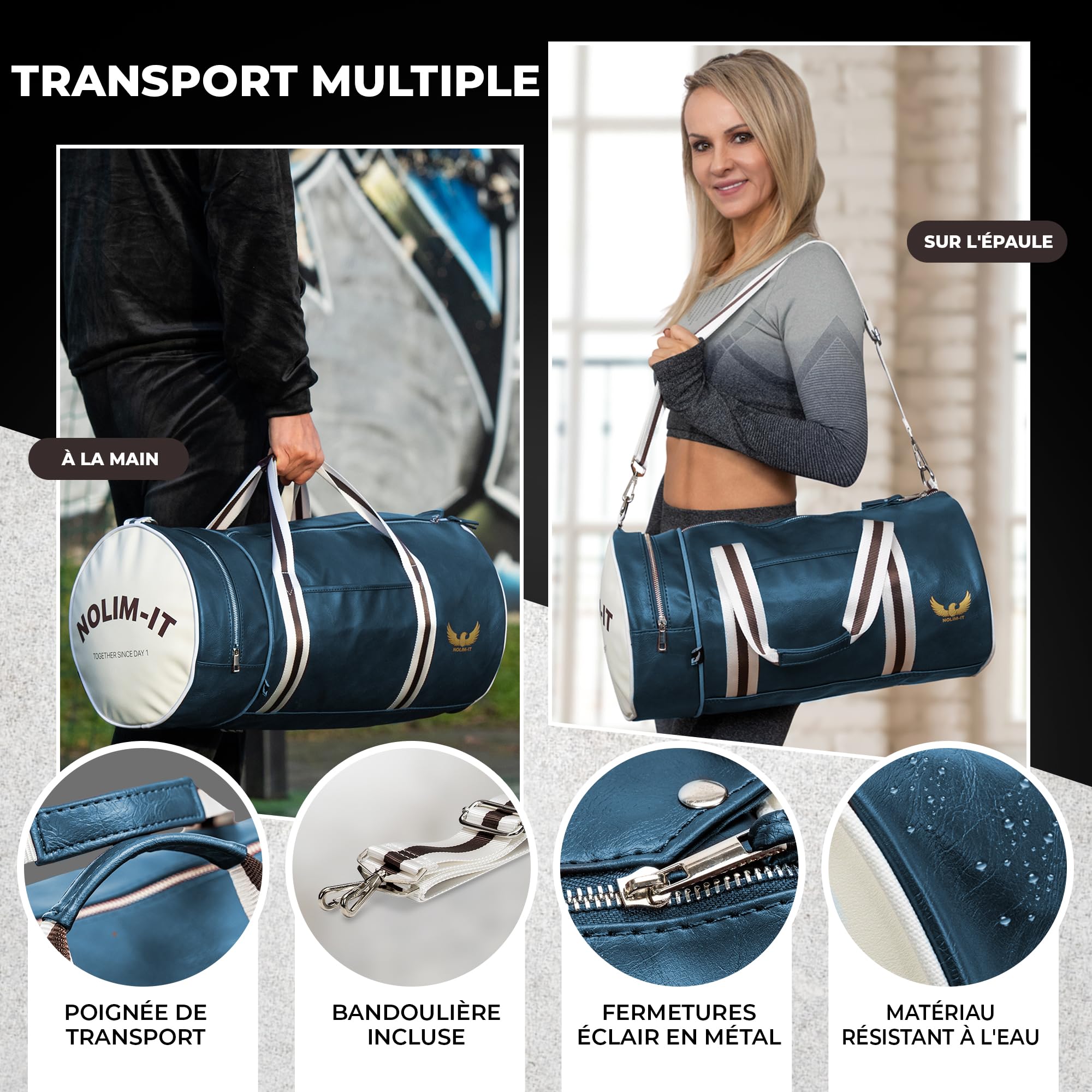 Nolim-it - Bolso de viaje para hombre, bolso de viaje, bolso de viaje, bolso bandolera para mujer, bolso bandolera para mujer, 45 x 25 x 25 x 25 – 60 x 30 x 30 – Small 28 L Medium 54 L – bolsa de