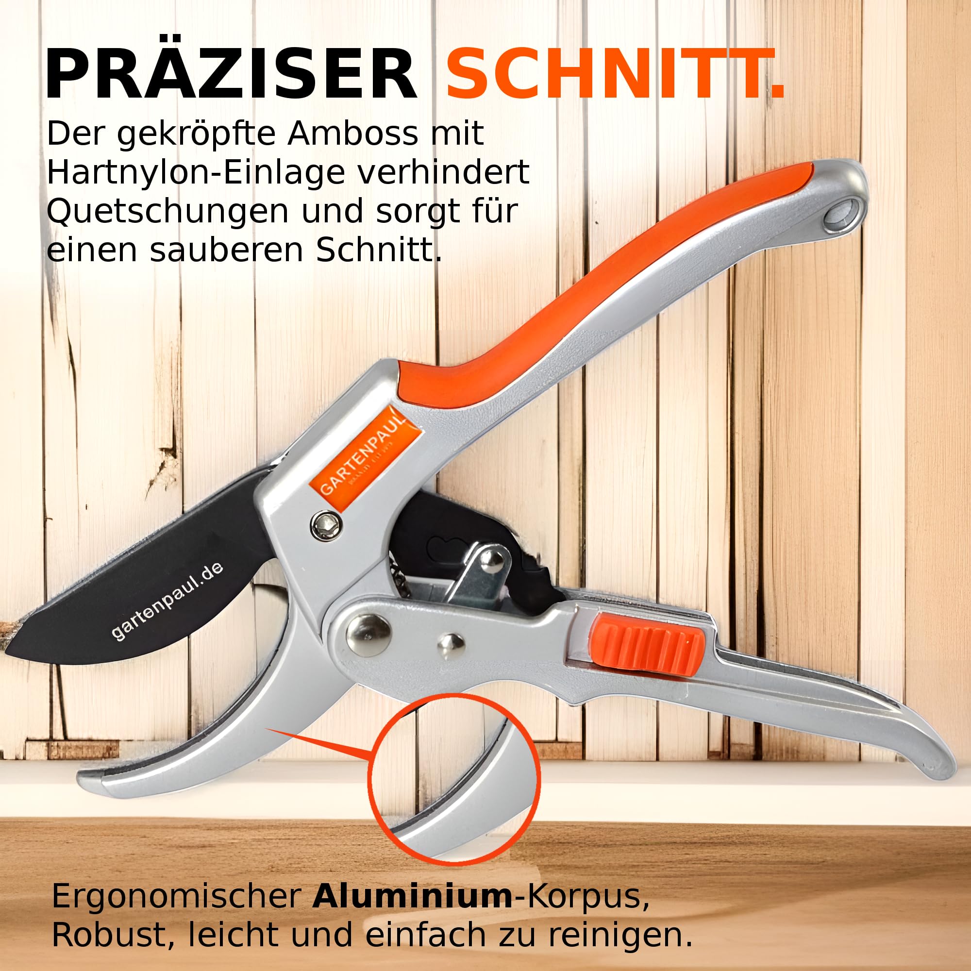 Gartenscheren Set, Premium + Damenschere, Profi-Gartenwerkzeuge Ratschen Ratsche Gartennschere klein & groß, 30 Jahre Qualität, passt zu Astschere Heckenschere Rosenschere Ernteschere