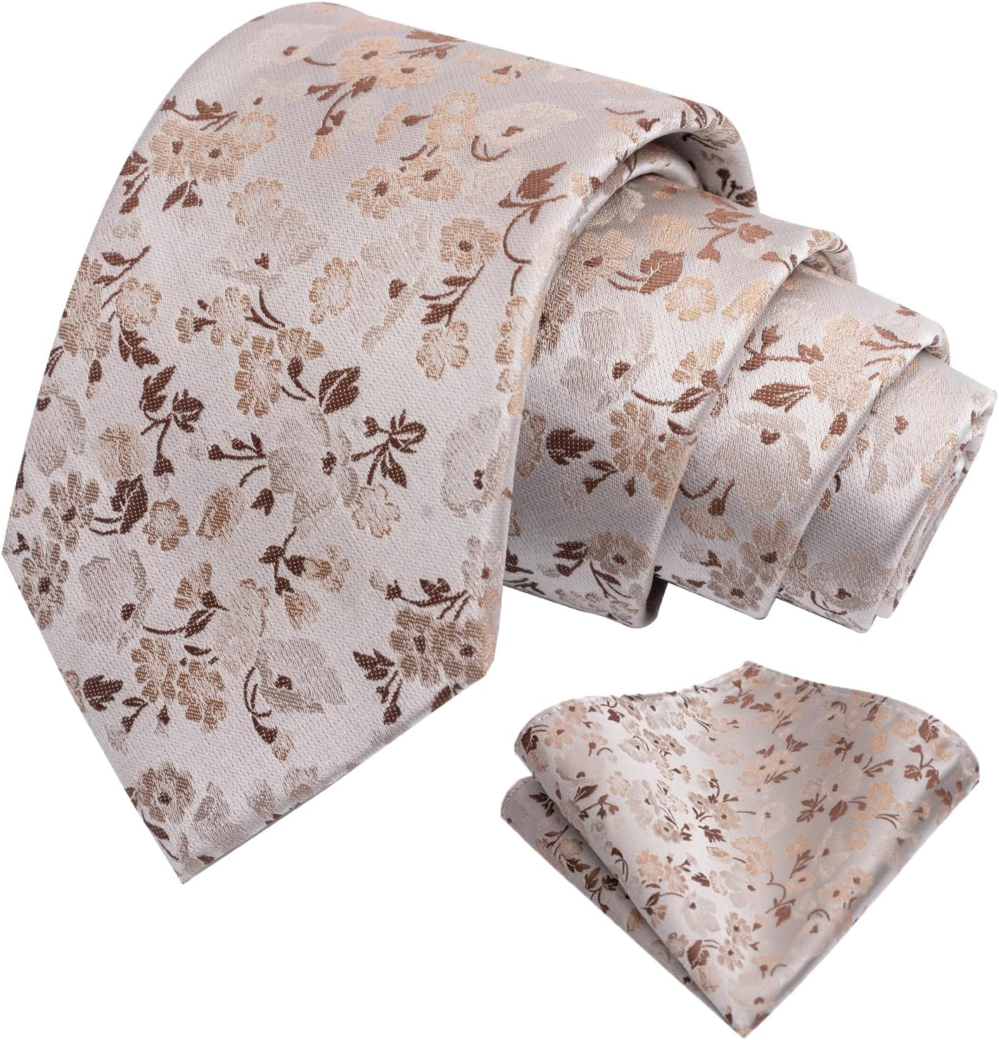 Alizeal Mens 3.15inches Flower Patterned Tie with Floral Printed Pocket Square