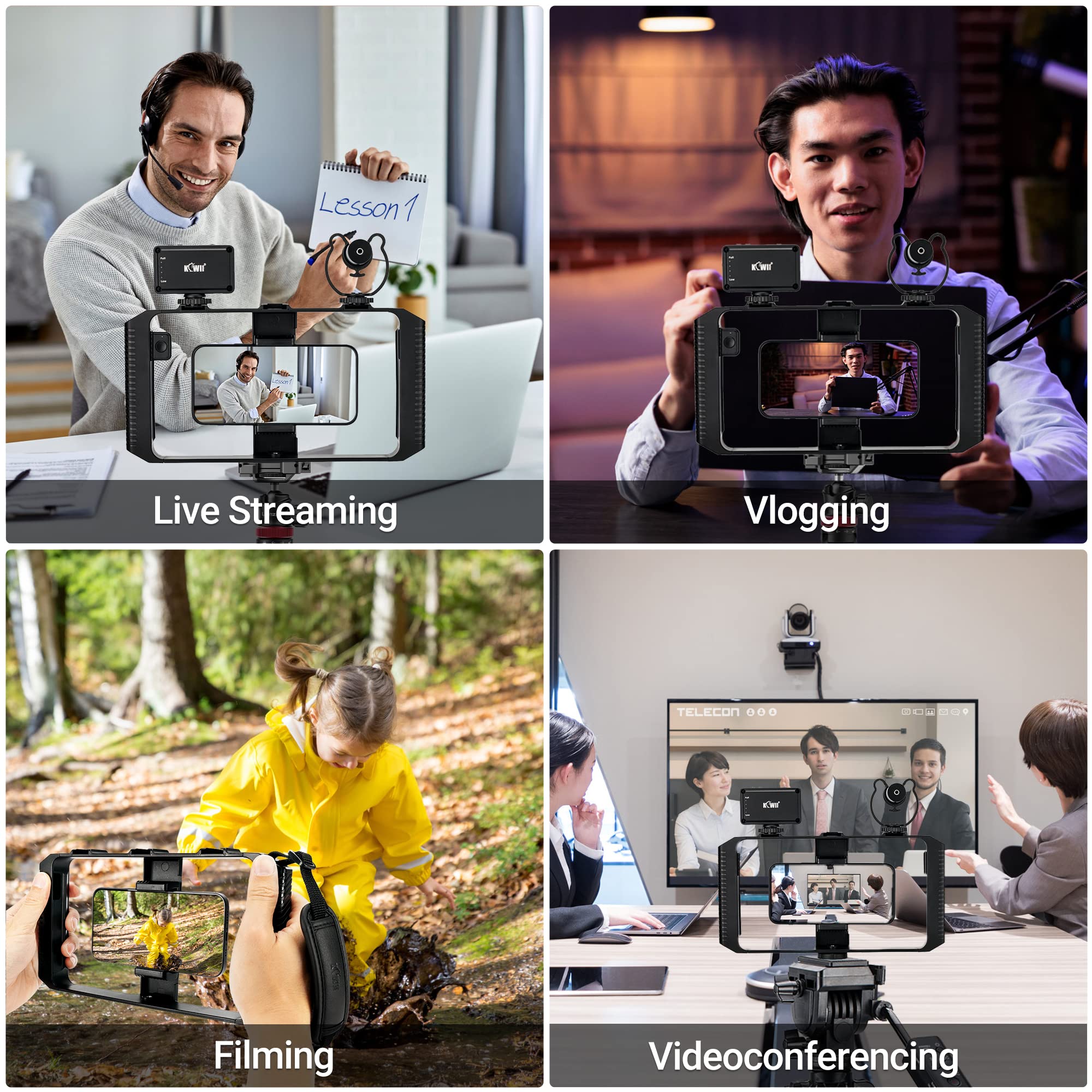 Smartphone Video Rig mit Kabelloser Fernbedienung + Handschlaufe, Stabilisator Smartphone für iPhone 13 12 11 Pro Max X XS Galaxy 20 FE, Handy Video Halterung für Vlogging YouTube Tiktok Videomaker