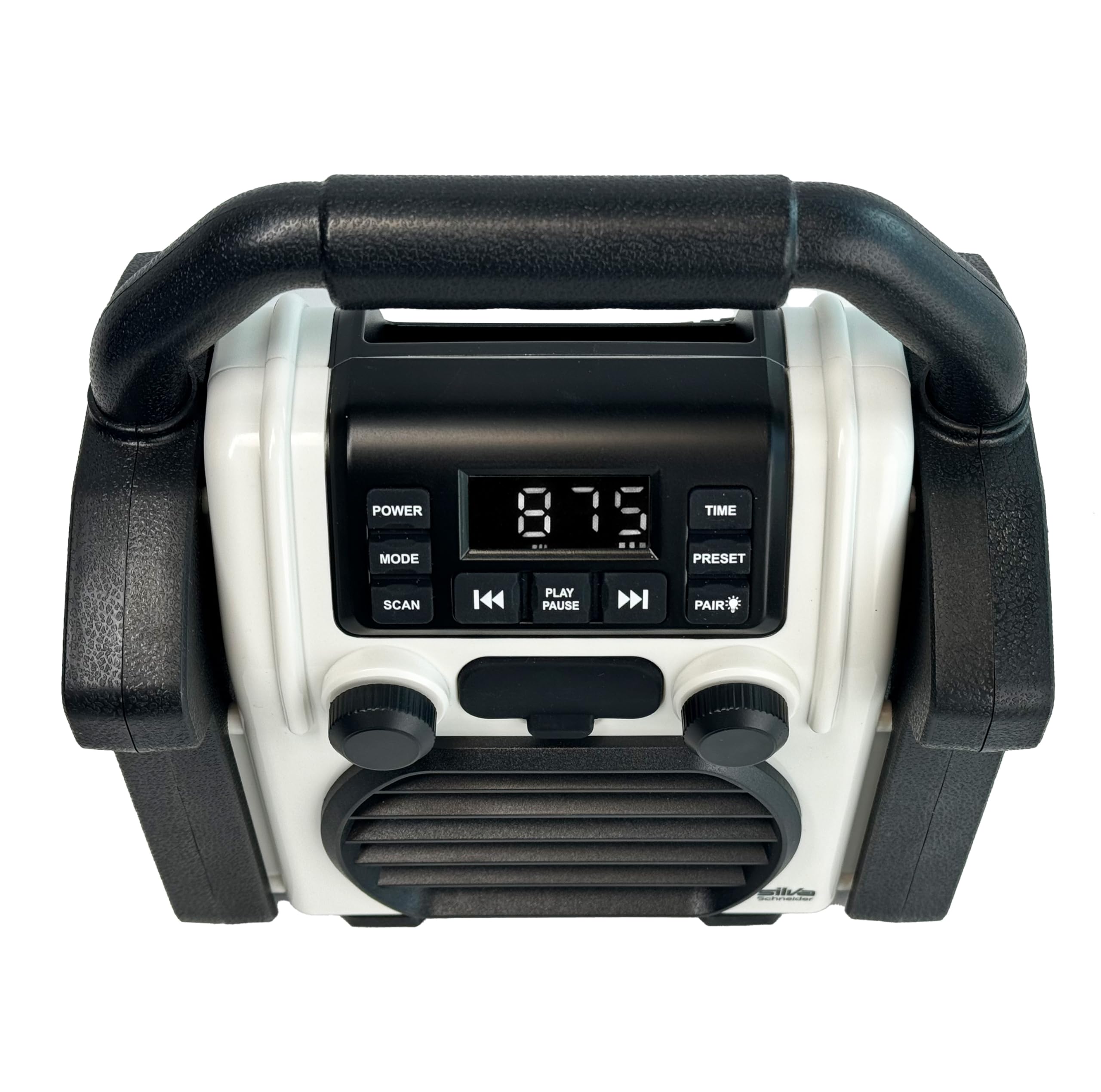 Silva Schneider BR 230 BT offwhite Radio de Chantier FM USB, Bluetooth Fonction réveil, Fonction de Charge de la Batter