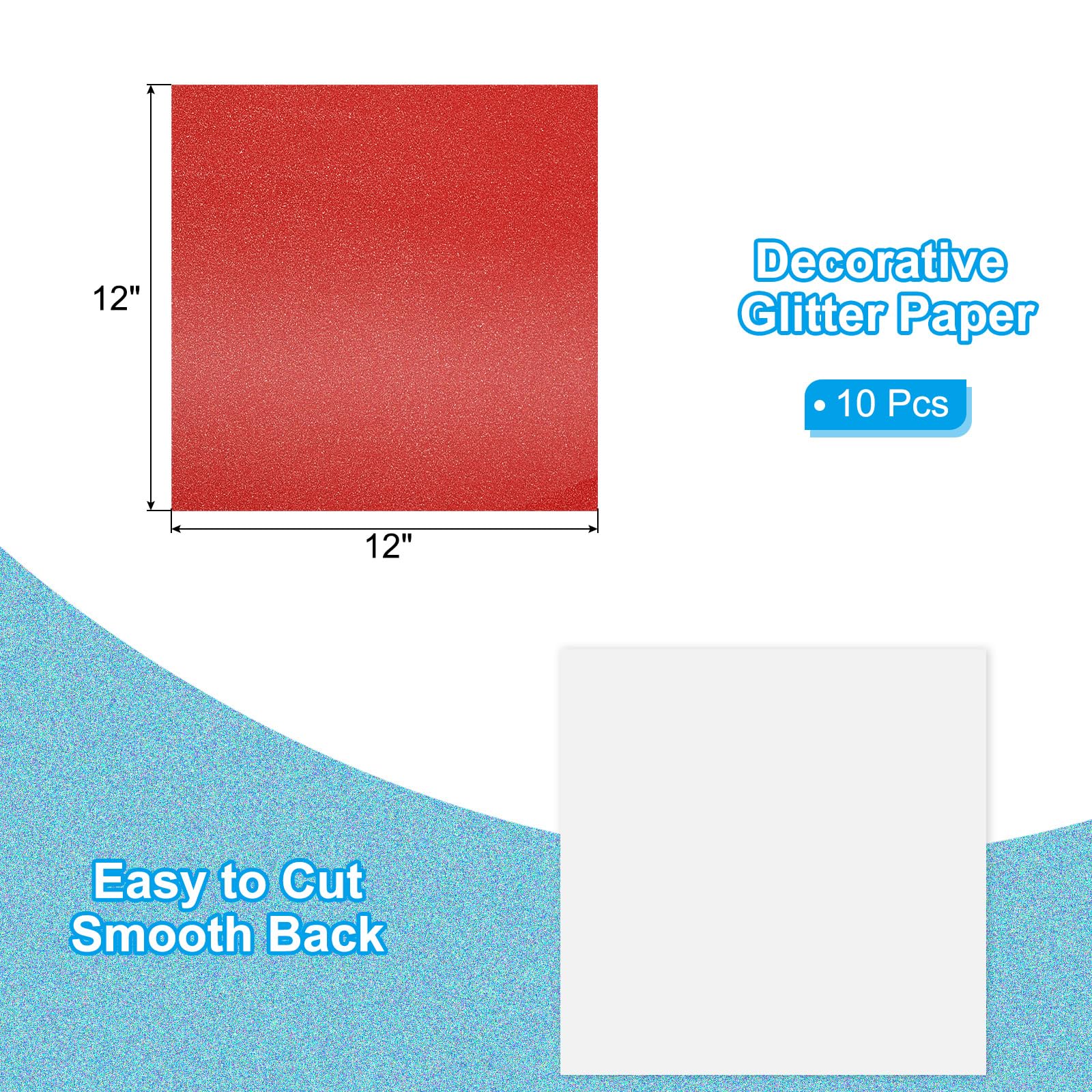 PATIKIL 10Sheets Bright Red Glitter Cardstock Paper - Image 2