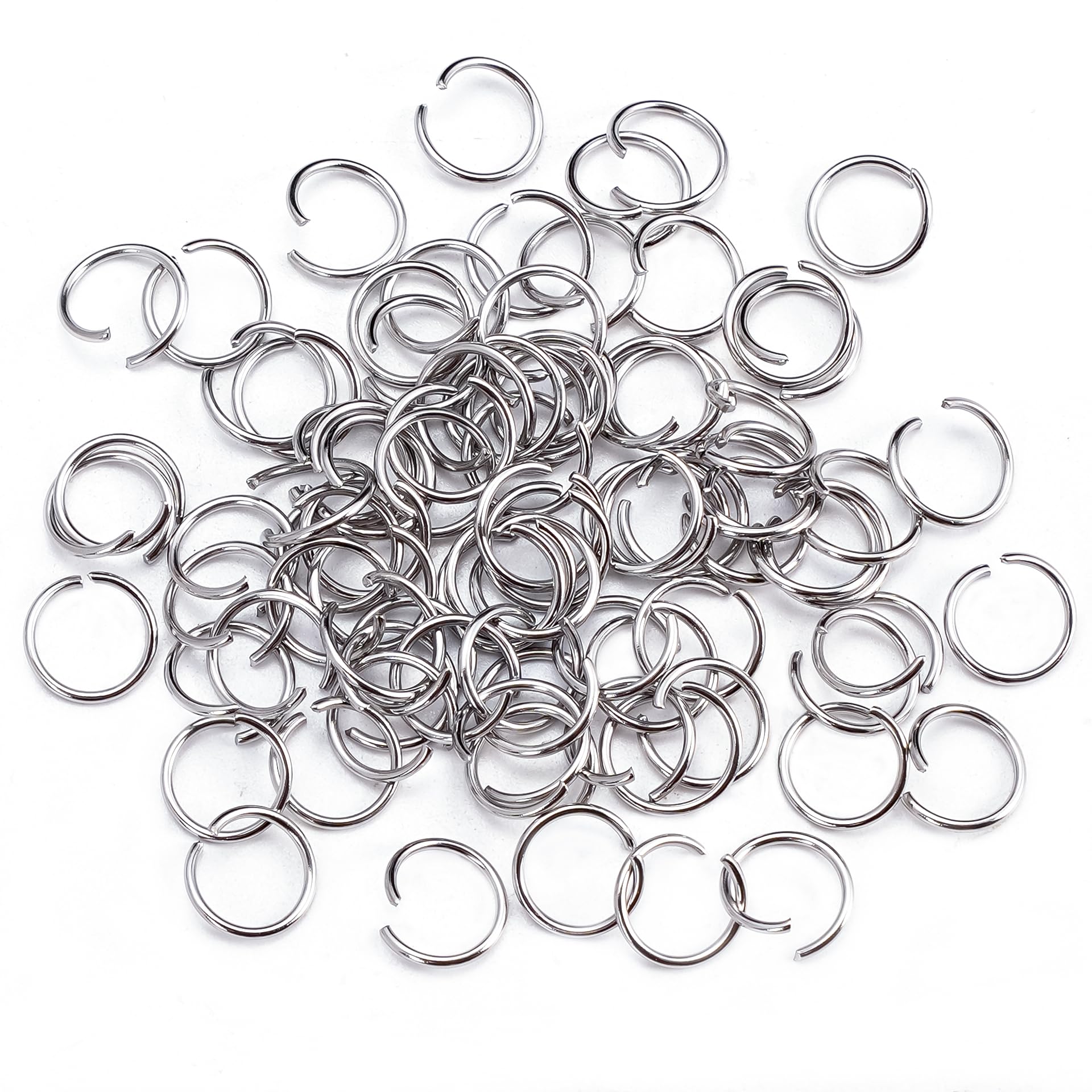 1000Pcs 10mm Stainless Steel Open Jump Rings 1.2mm Thick O Rings Single Loop Connectors for Jewelry Necklaces Bracelet Earrings Keychains Chainmail DIY Making