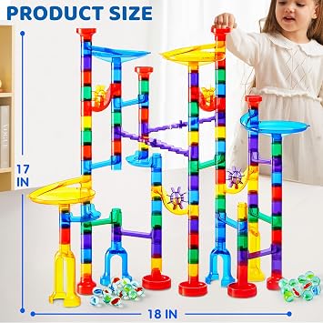 JOYIN 150 Pcs Glowing Marble Run for 3+ Year Olds, STEM Construction Toys