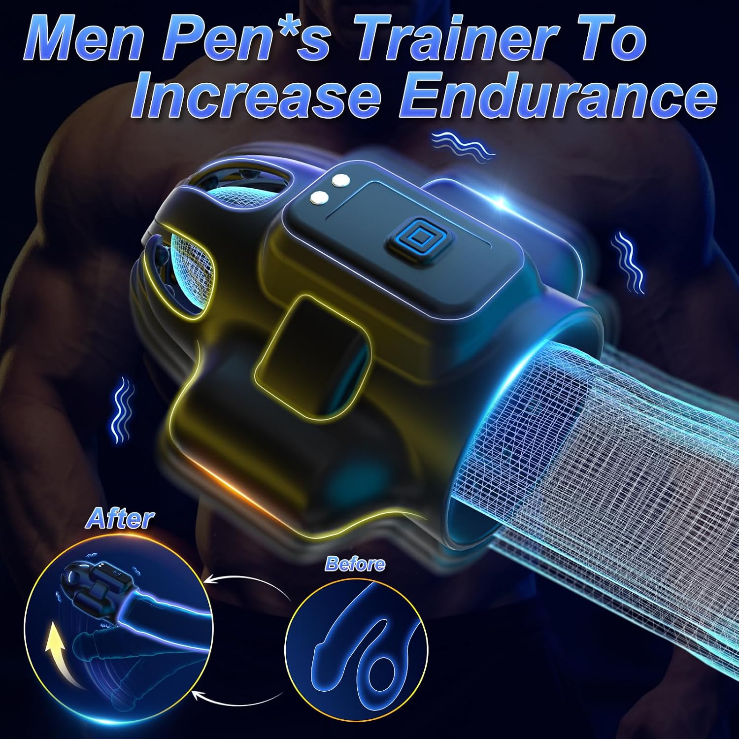 Male Sex Toys for Men - Male Masturbator Penis Vibrator Glans Stroker with 10 Vibrating & 3 Motors, Pocket Pussy Adult Toy with Massage Oils for Prolong Endurance Medium Size