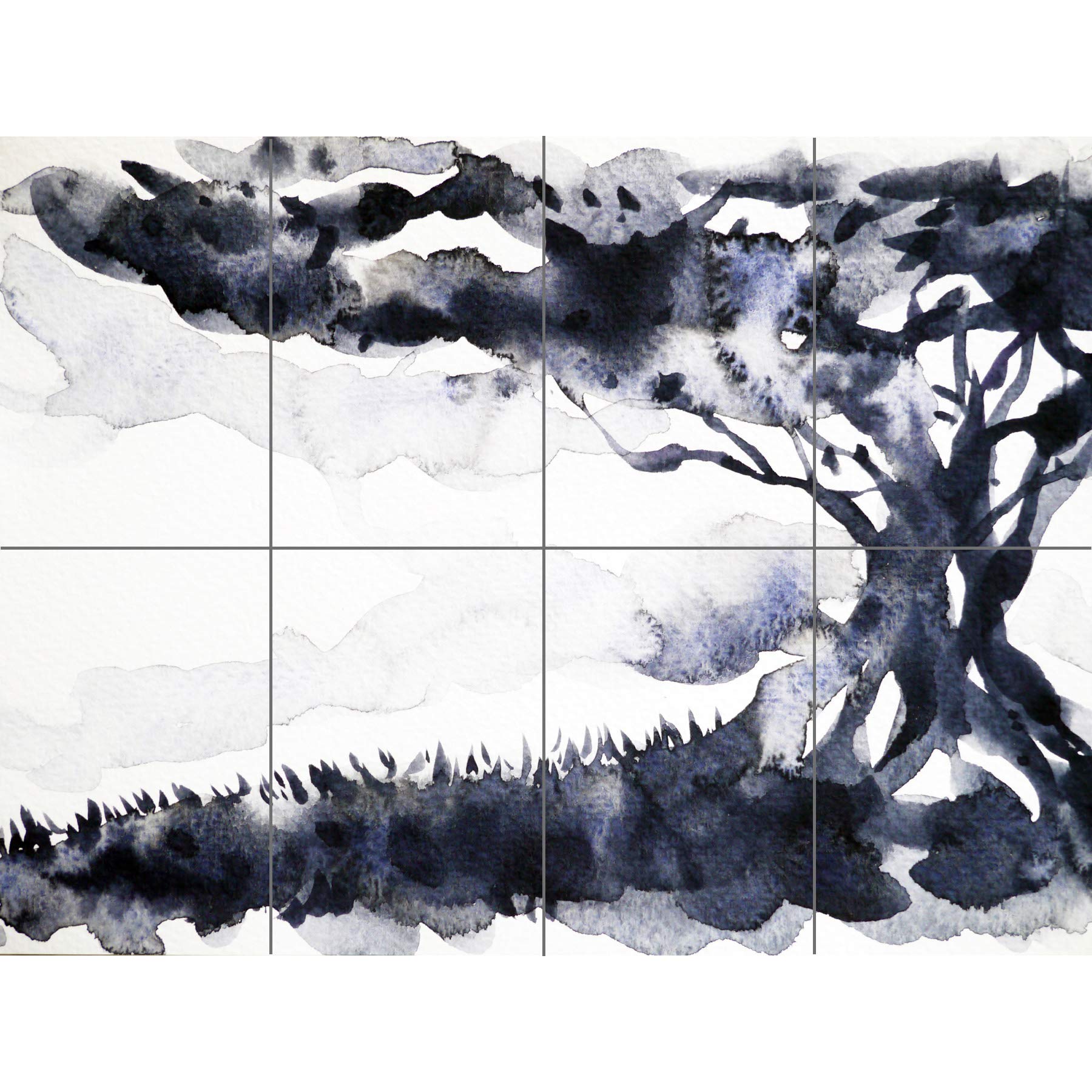 Artery8 Ink Abstract Tree XL Giant Panel Poster (8 Sections)