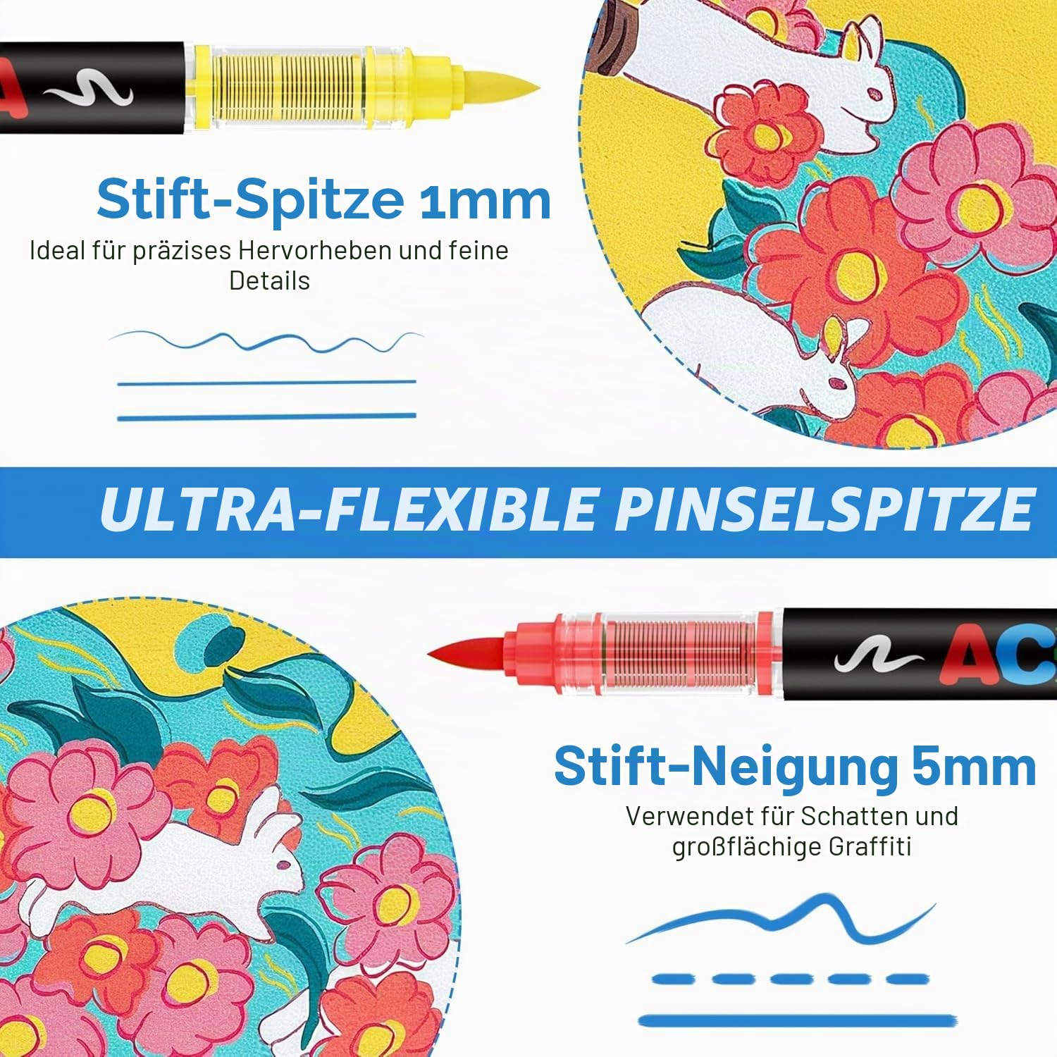 Guangna Acrylstifte Marker Set für Stoff, Leinwand, Glas, Holz und Papier (288)