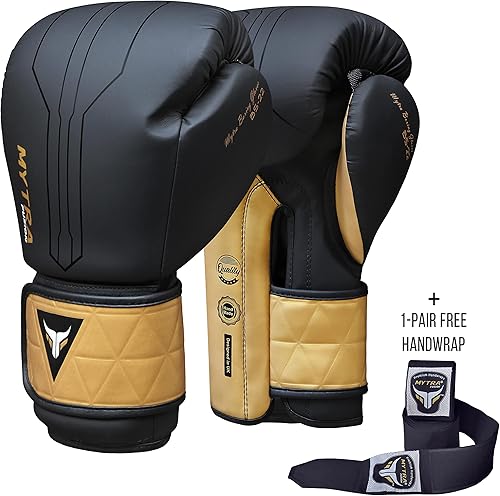 Miniatura 3 de Mytra Fusion Guantes de boxeo incluidos con envolturas de mano gratis, guantes de boxeo para entrenamiento de MMA Muay Thai, guantes de kickboxing
