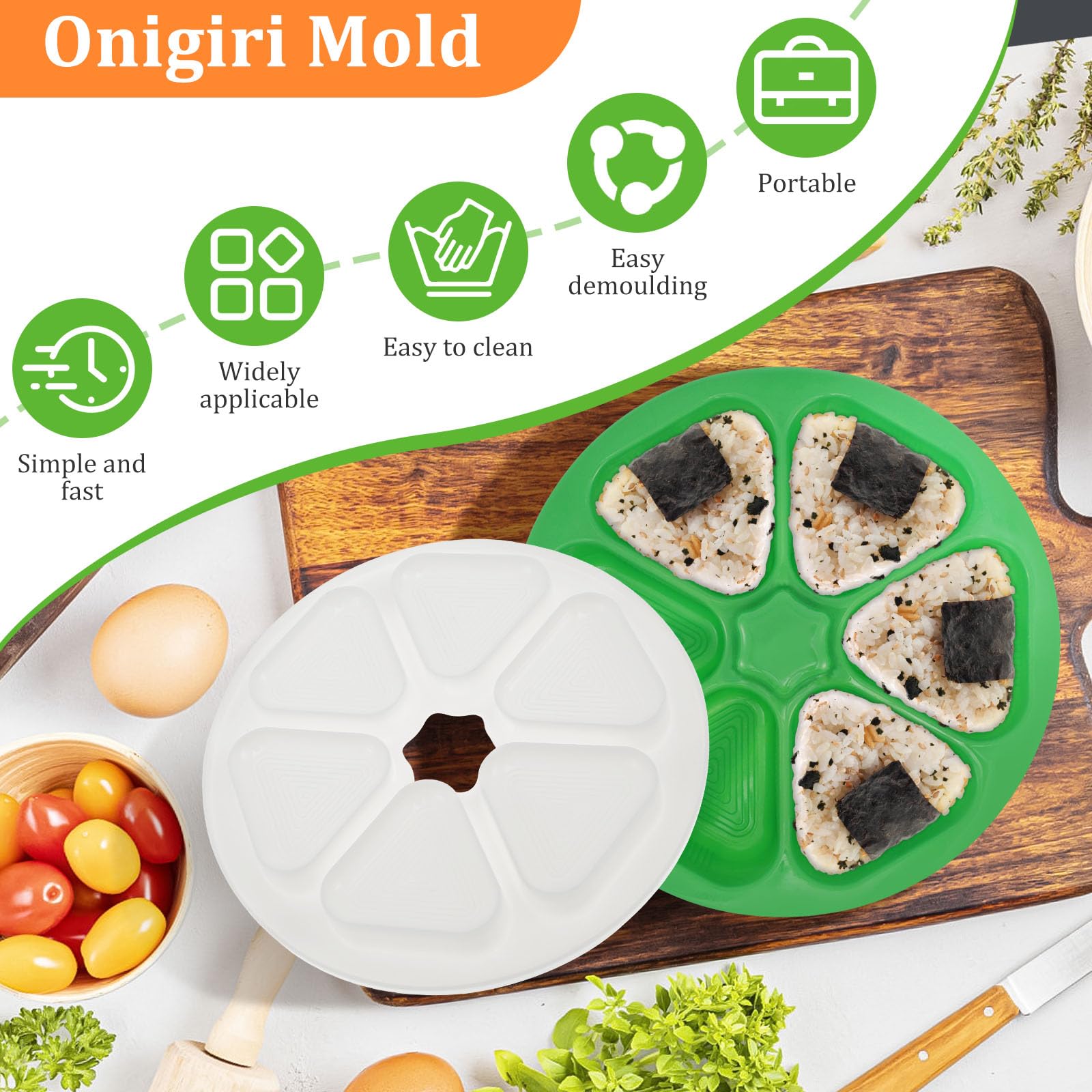 YLMFTNU 2pcs Triangle Sushi Mold, Onigiri Mold, Rice Ball Mold Maker, Onigiri Rice Mold, Non Stick Onigiri Rice Maker Tool for Making and Storing Sushi Picnic