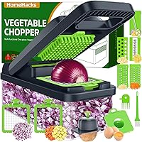 HomeHacks 12-in-1 Vegetable Chopper - Multifunctional Dicer Slicer Grater Egg Separator with Hand Guard Green