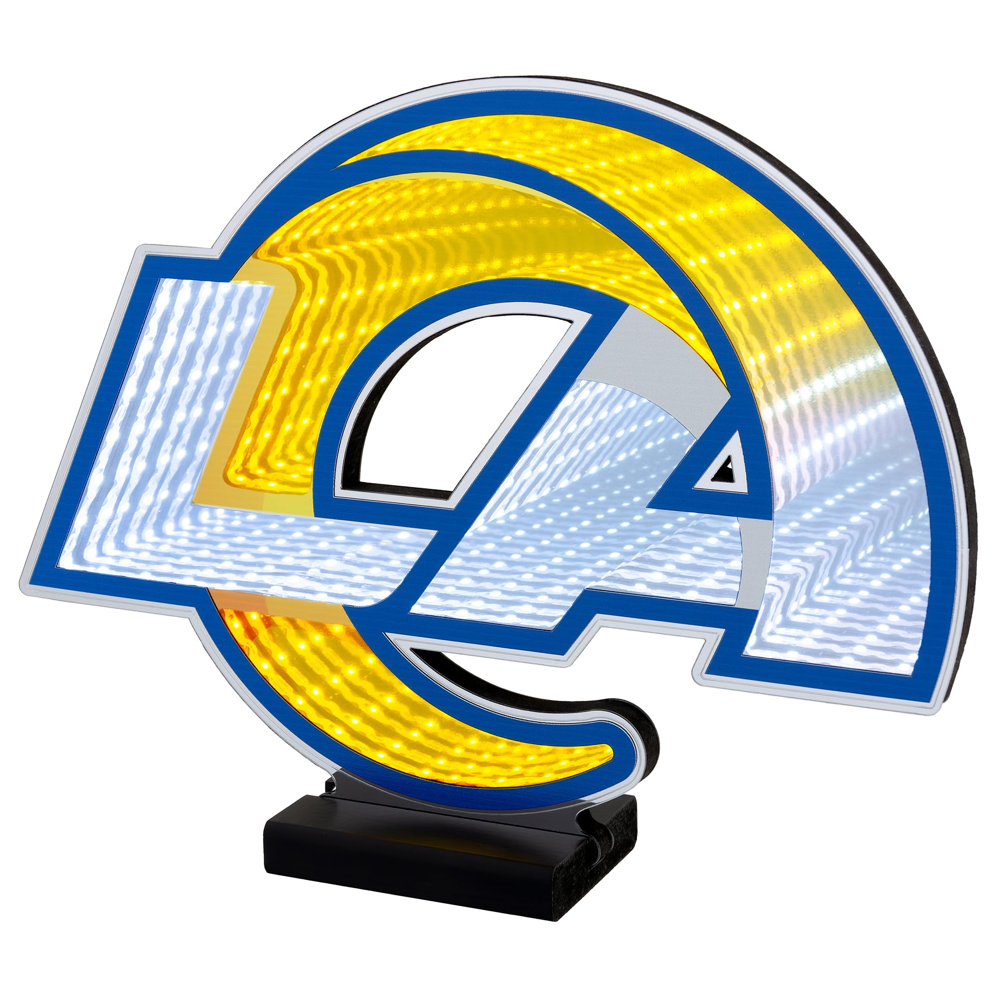 Sporticulture NFL Team Los Angeles Rams LED Infinity Logo Light - 3D Light Effect, Acrylic Display with UL Plug and Stand