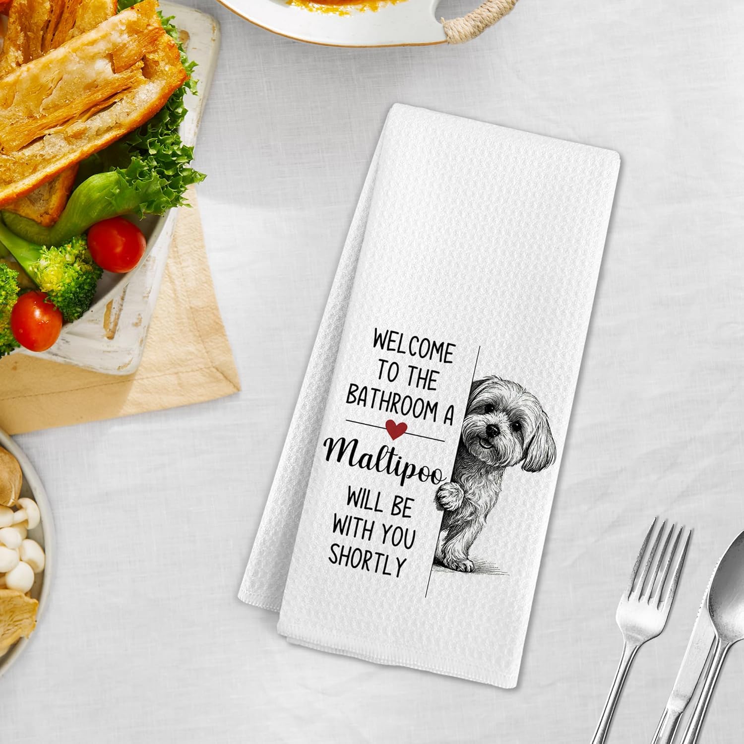 Funny Maltipoo Dog Hand Towels for Bathroom Decor, A Maltipoo Will Be You Shortly Hand Towels, Dogs Themed Decorative Dish Tea Towel for Kitchen Bathroom, Gifts for Dog Lovers Owners, 16x24 in - Image 2