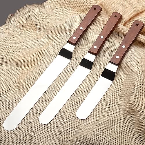 Miniatura 3 de Espátula de glaseado compensada, juego de espátulas en ángulo para tartas con cuchillas de 6, 8, 10 pulgadas, espátulas para glasear para decoración