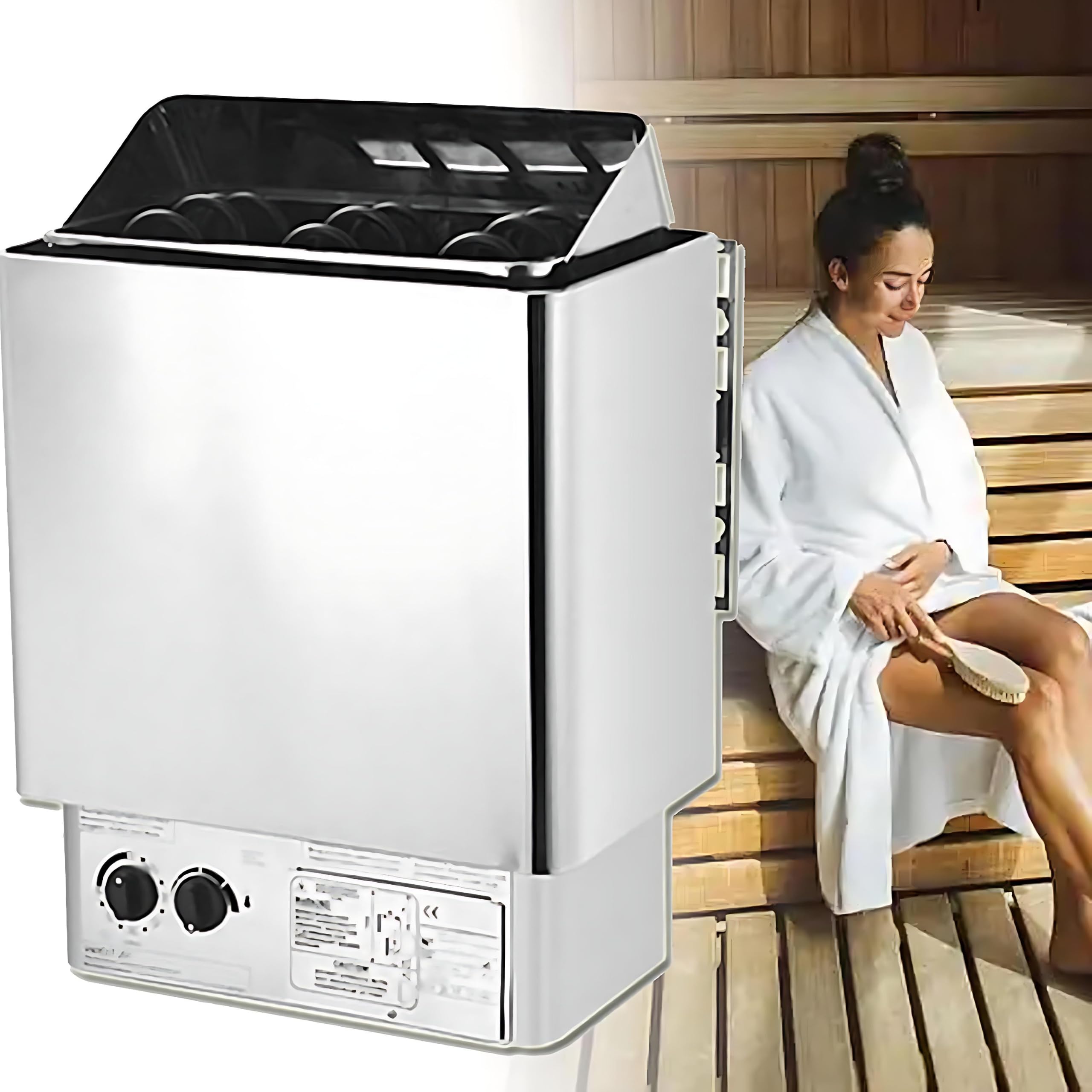Calefactor de sauna seca interior para casa con termostato digital y cuerpo de acero